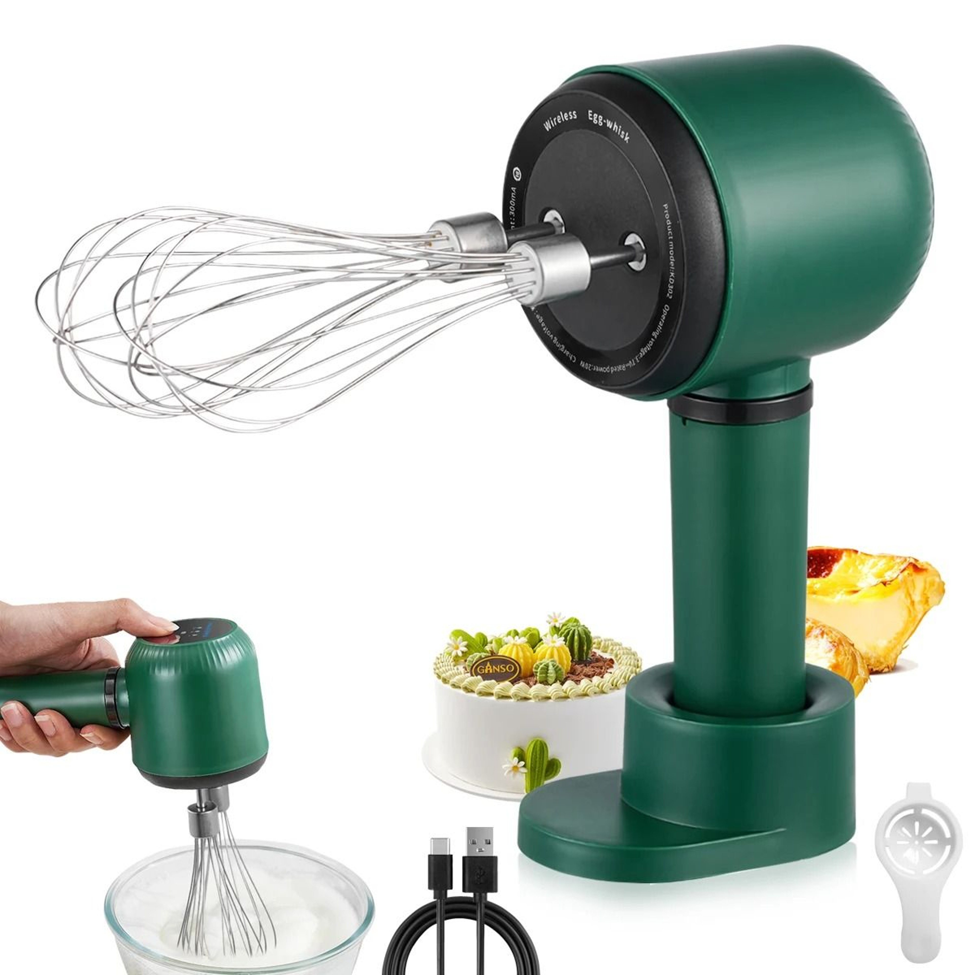 USB Rechargeable Hand Mixer With 3 Speeds And 2 Whisks 7