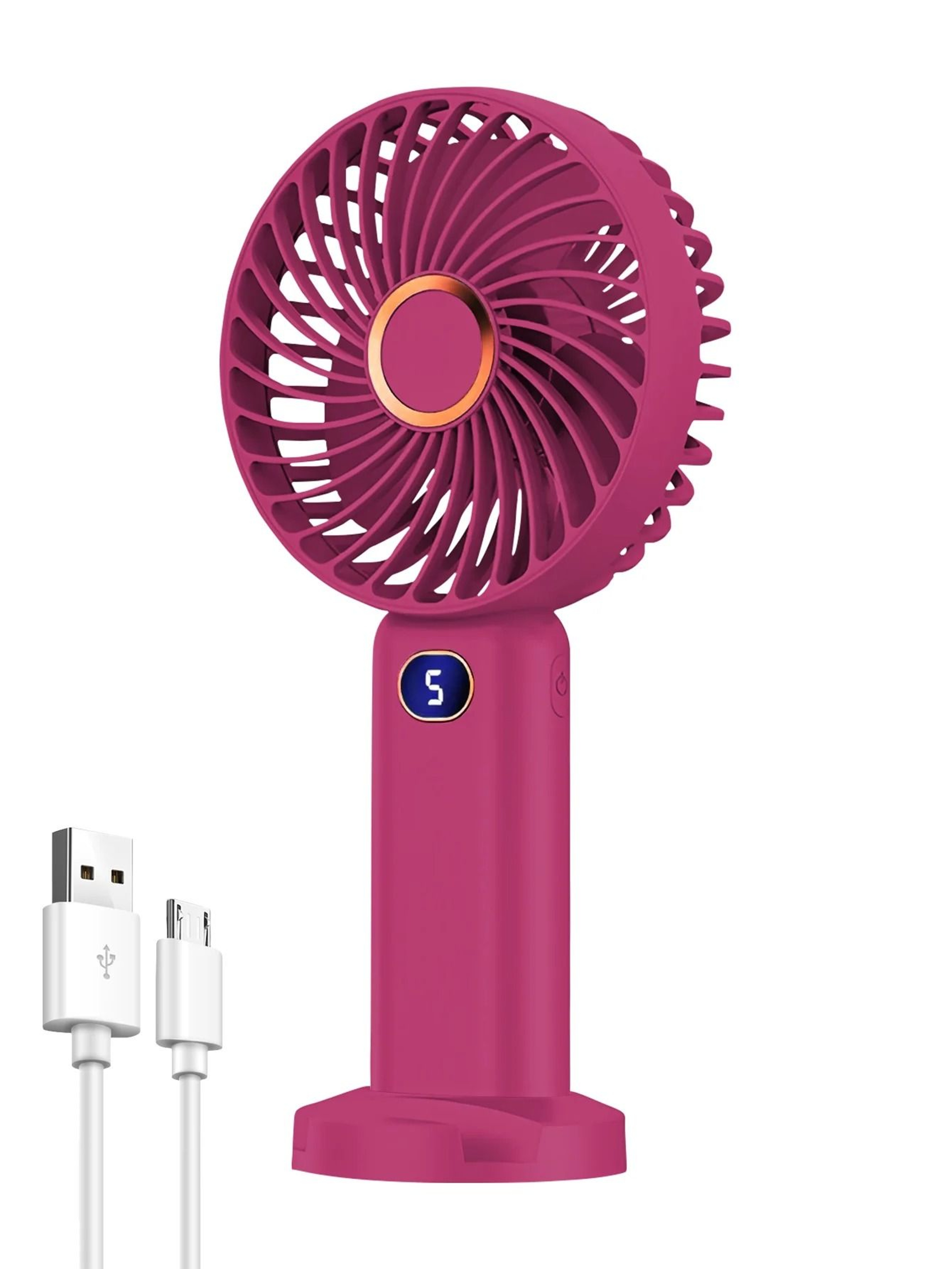 USB Rechargeable Portable Handheld Fan With Digital Display And 5 Speeds 9