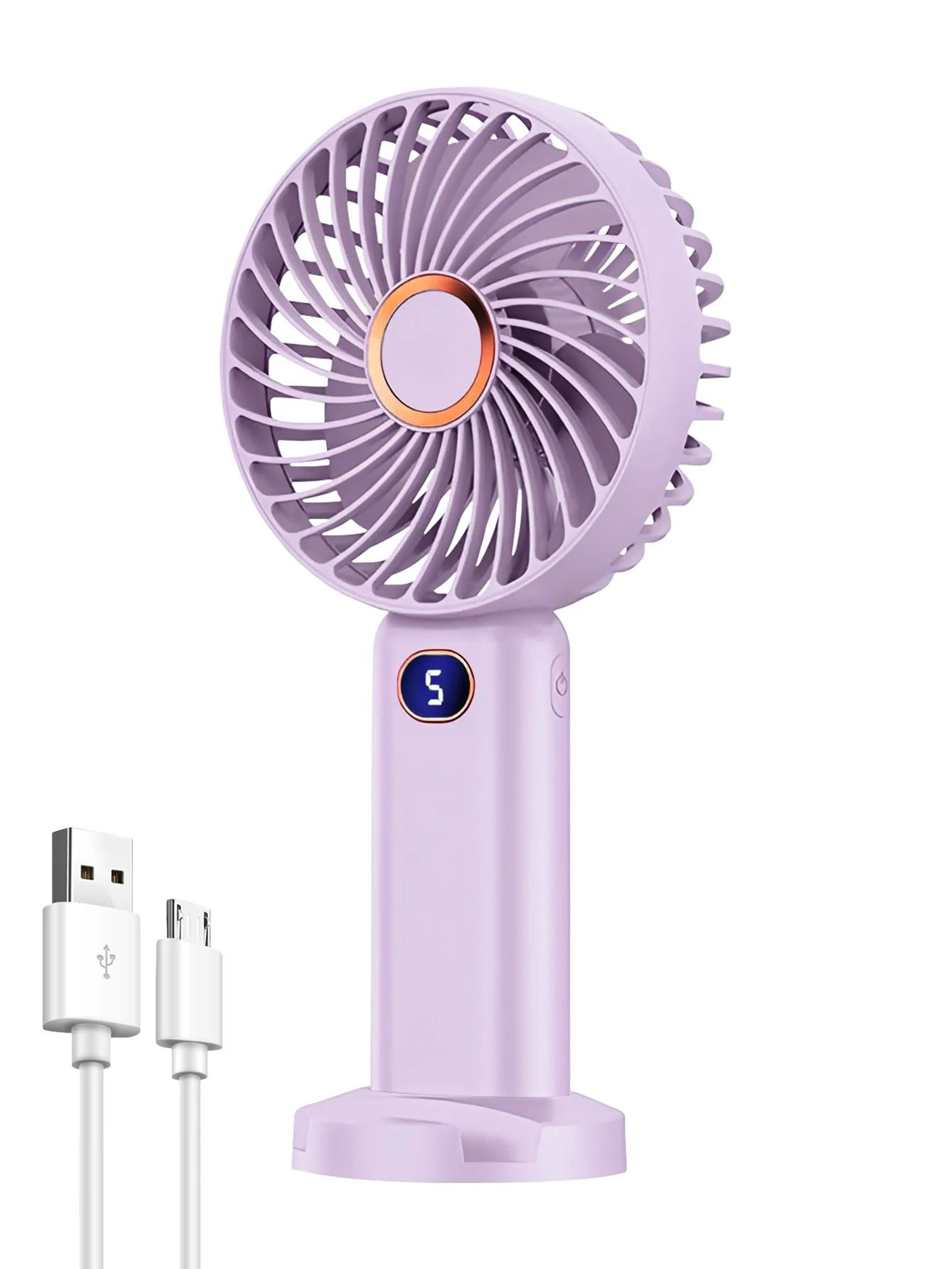USB Rechargeable Portable Handheld Fan With Digital Display And 5 Speeds 10