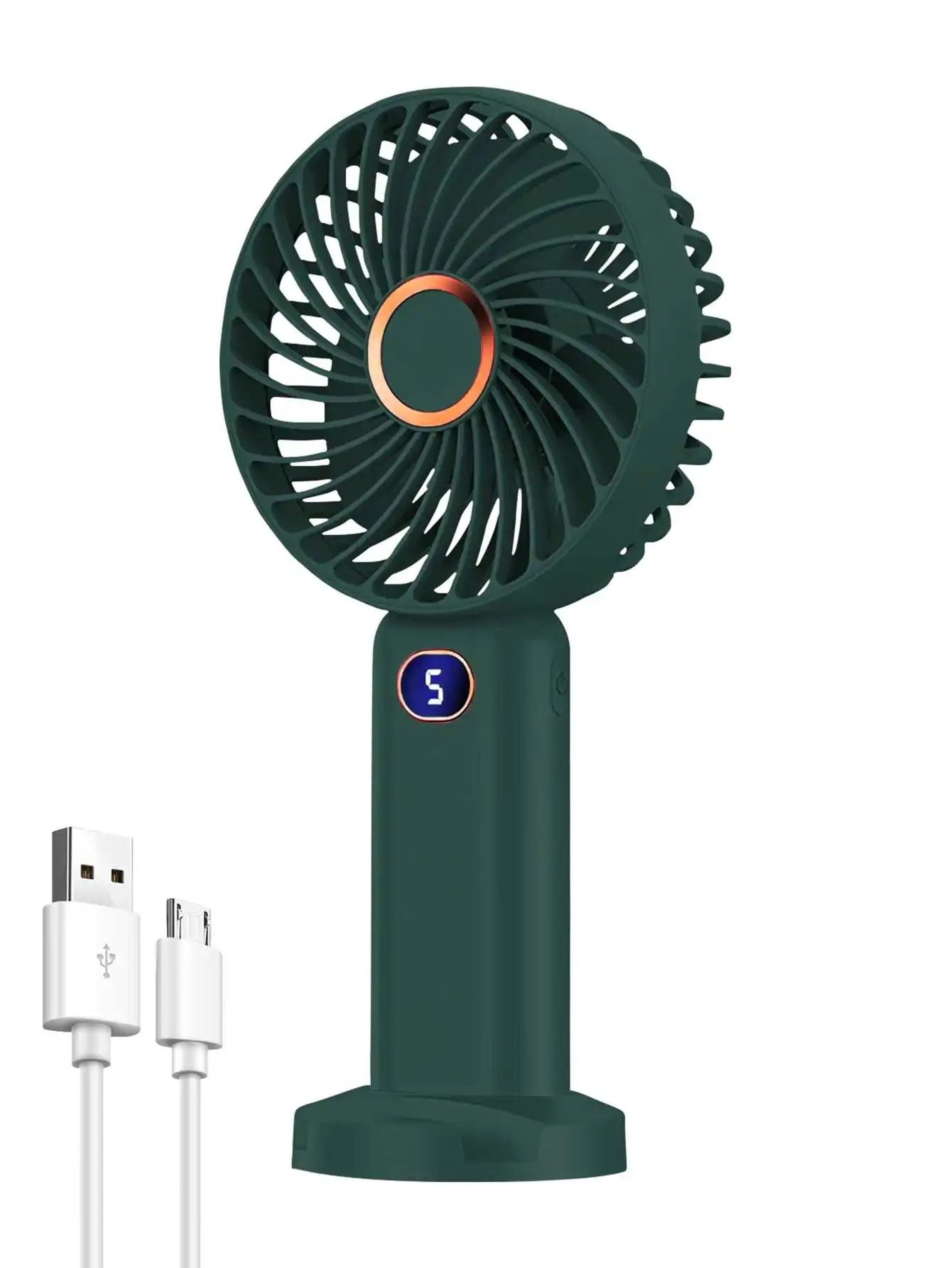 USB Rechargeable Portable Handheld Fan With Digital Display And 5 Speeds 11