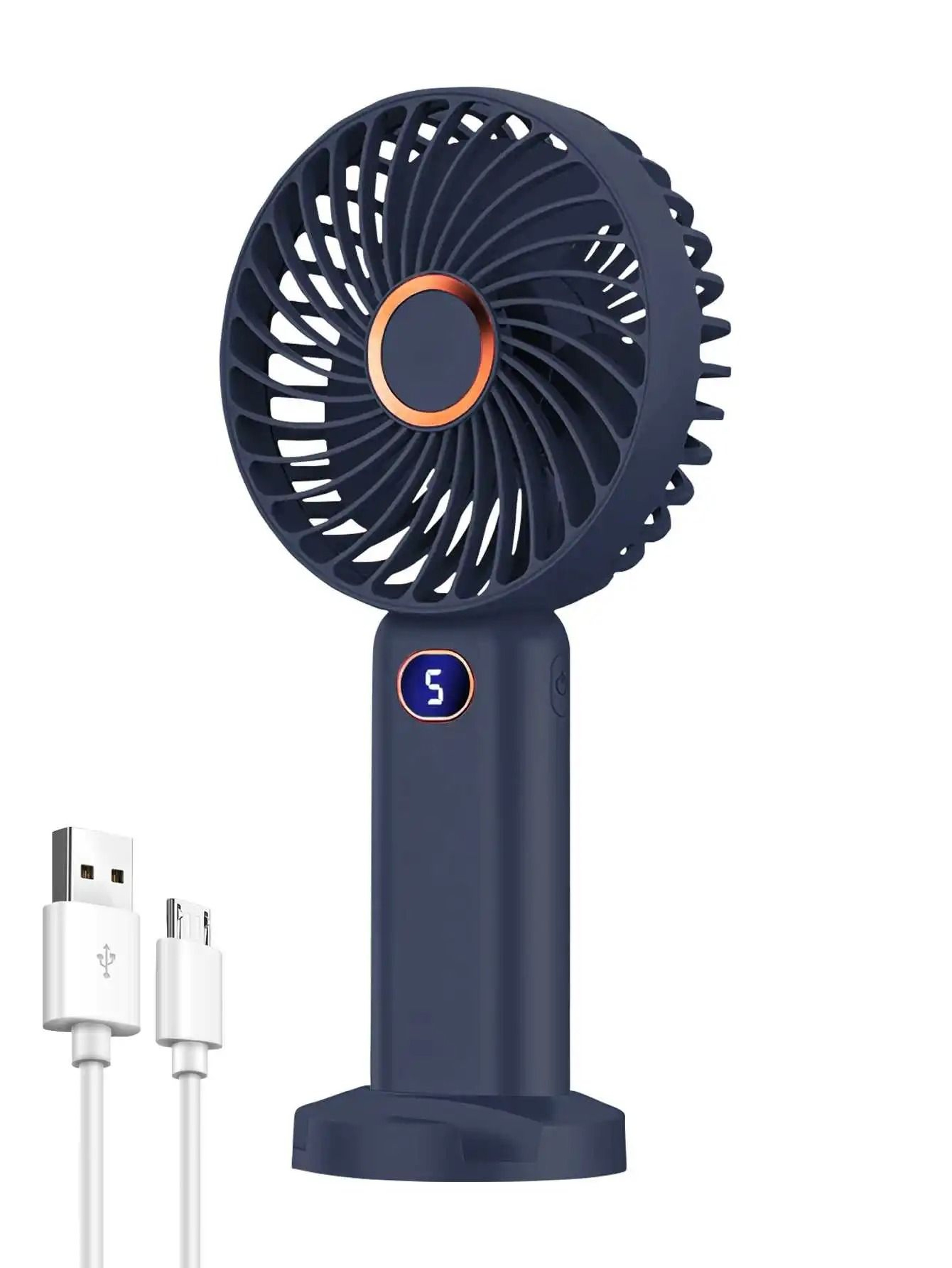 USB Rechargeable Portable Handheld Fan With Digital Display And 5 Speeds 12