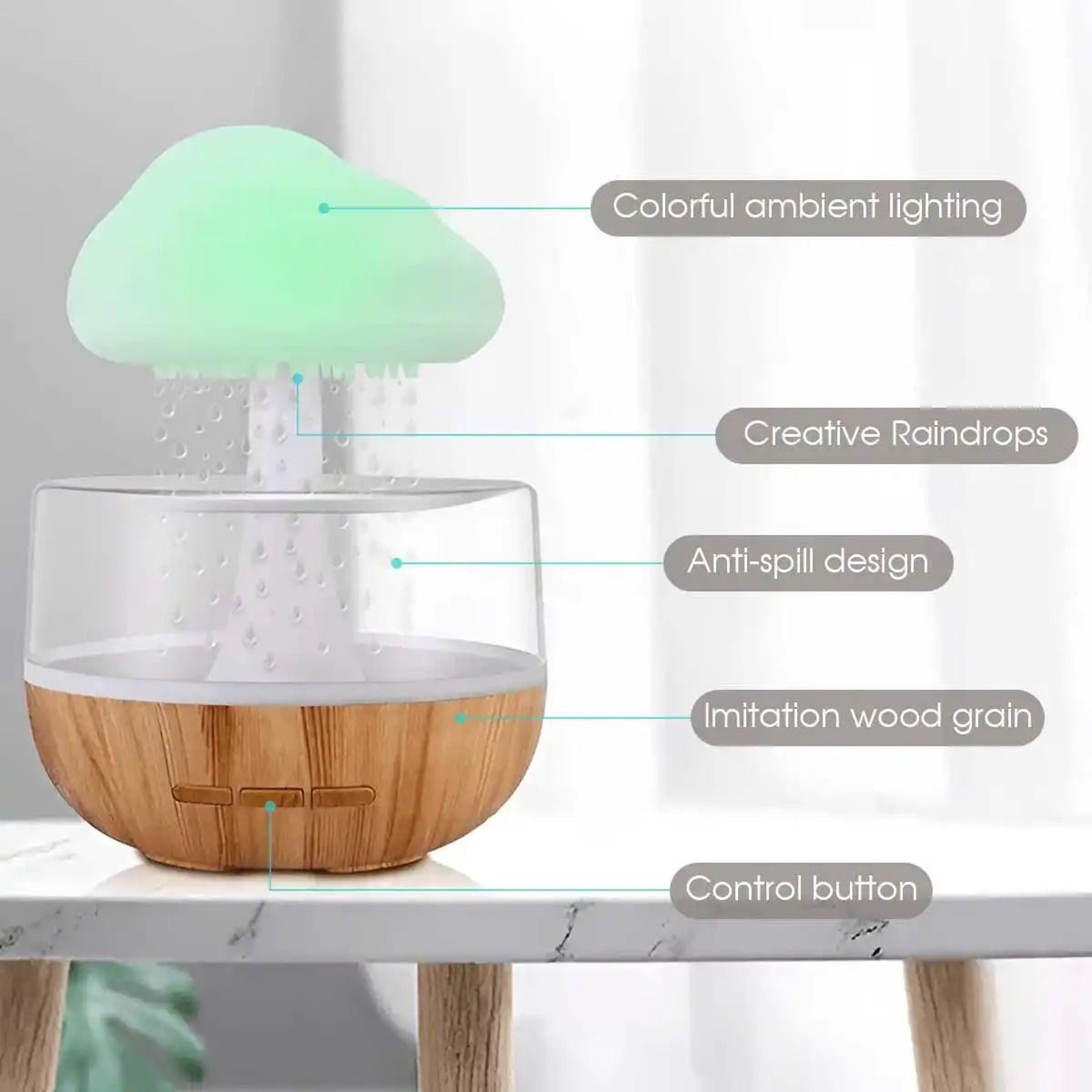 Rain Cloud Humidifier With Colorful Night Light And Essential Oil Diffuser 5
