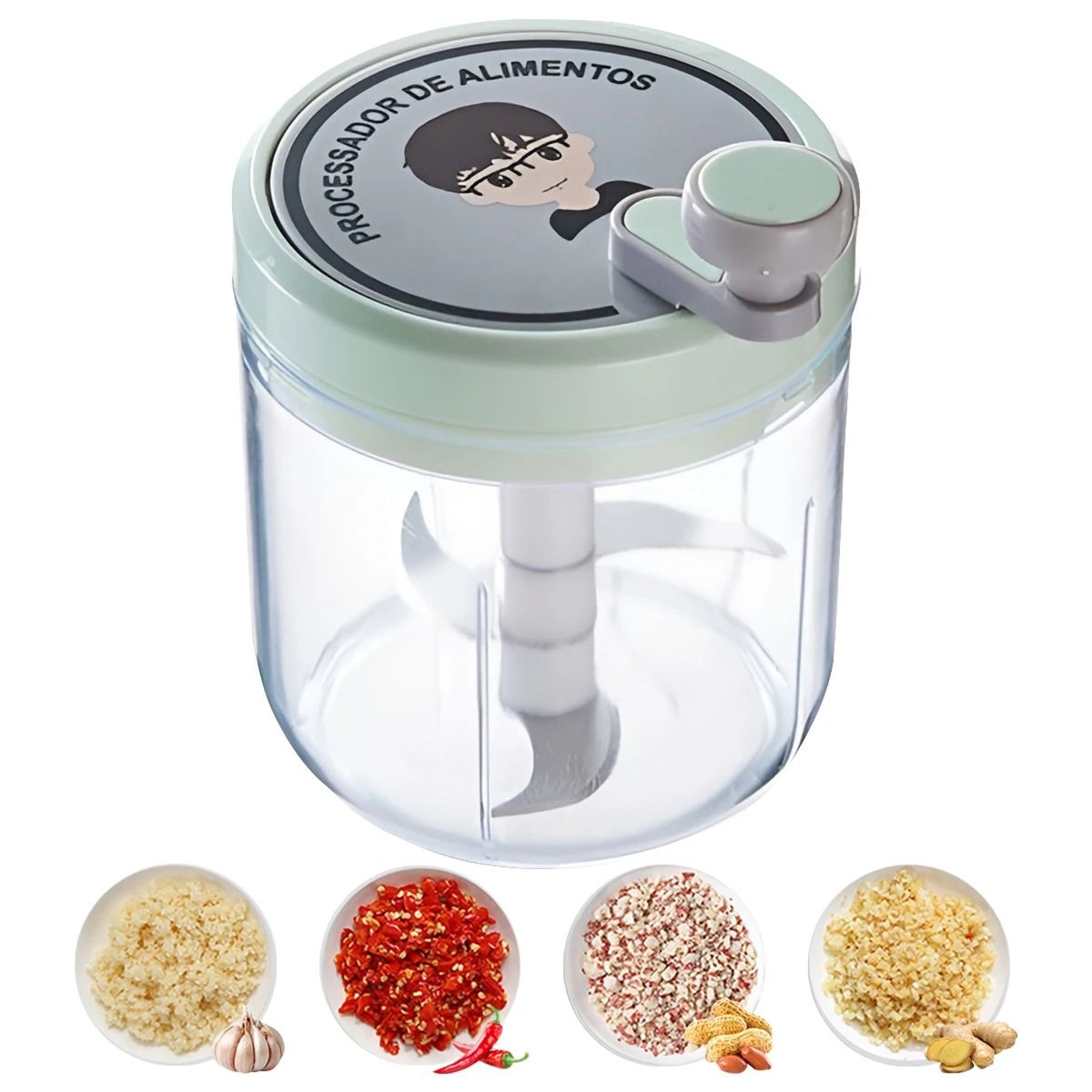 Manual Garlic Chopper 400ML Hand Press Vegetable Mincer 7