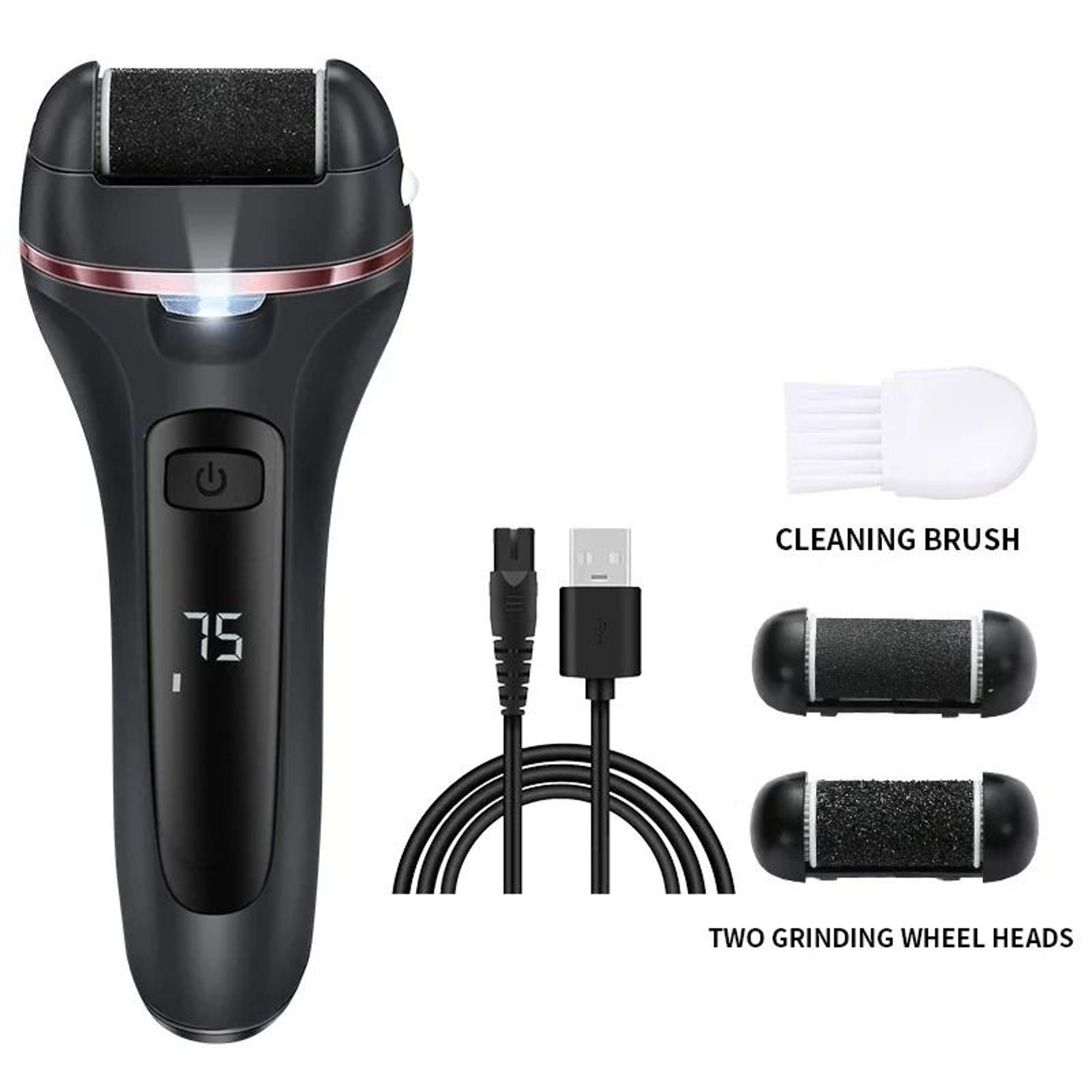 Professional Electric Callus Remover Rechargeable Foot File With 3 Roller Heads 9