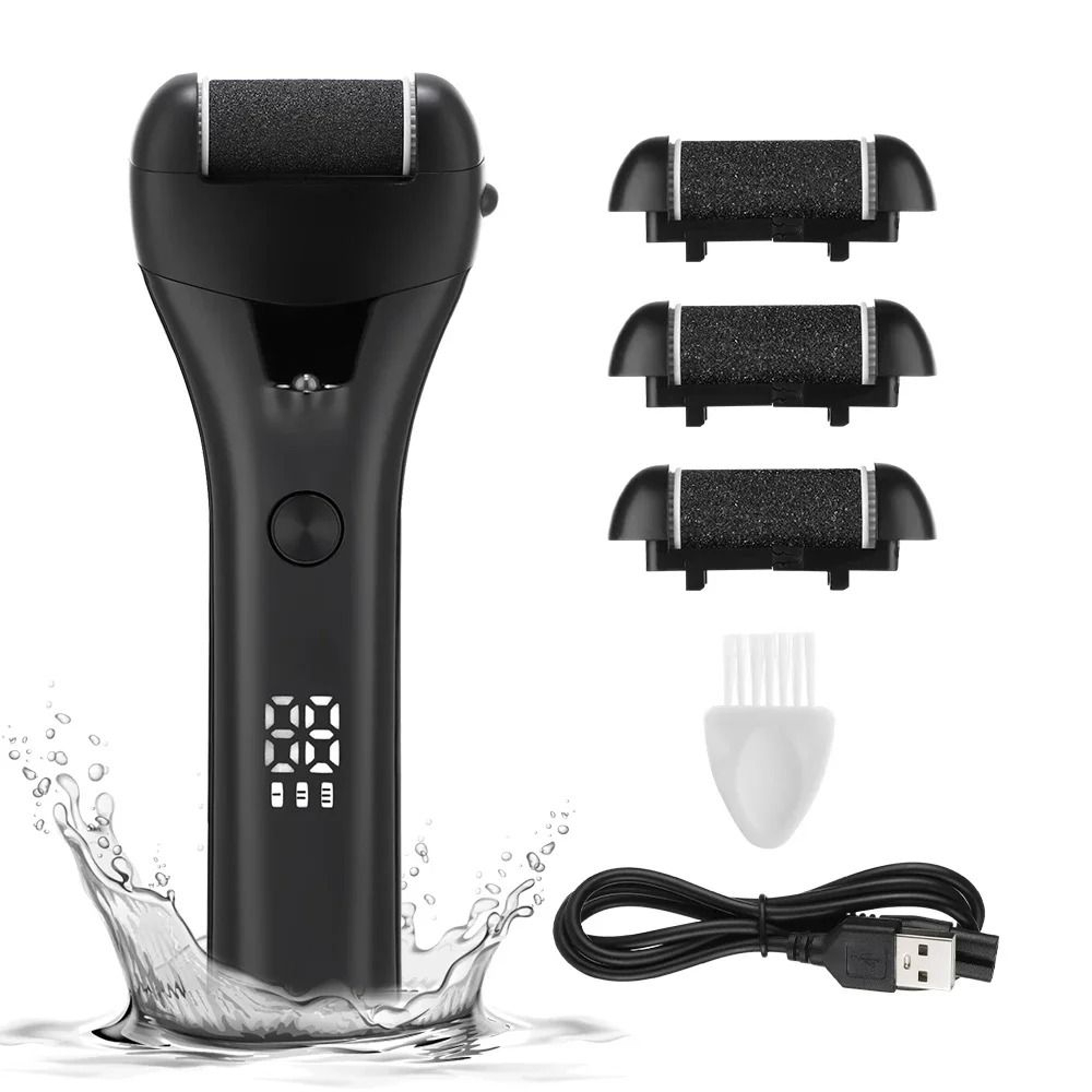 Professional Electric Foot Callus Remover With 3 Roller Heads IPX4 Waterproof Rechargeable Foot Fil 0