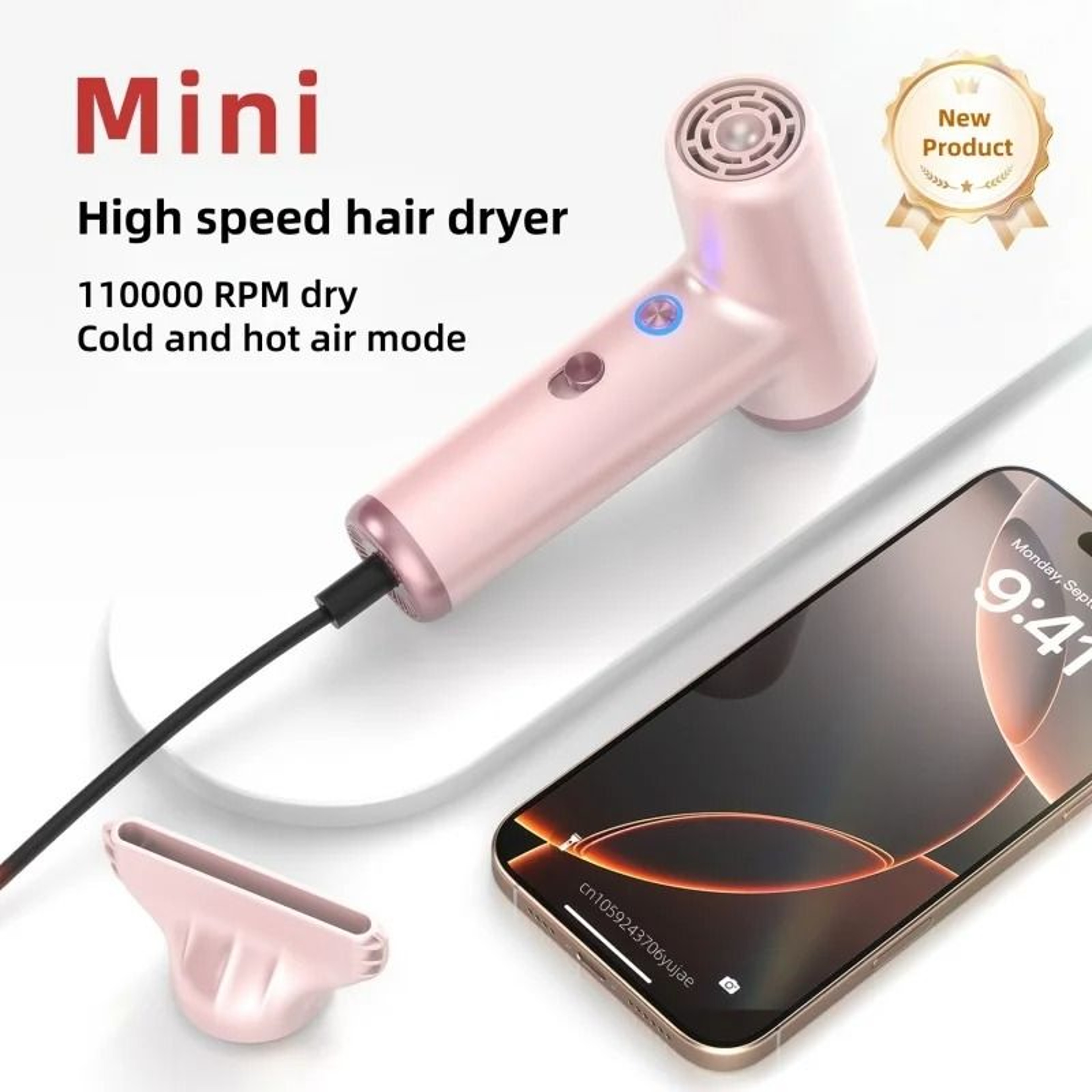 Mini Portable High Speed Ionic Hair Dryer With 110000 RPM Brushless Motor For Home And Travel 0