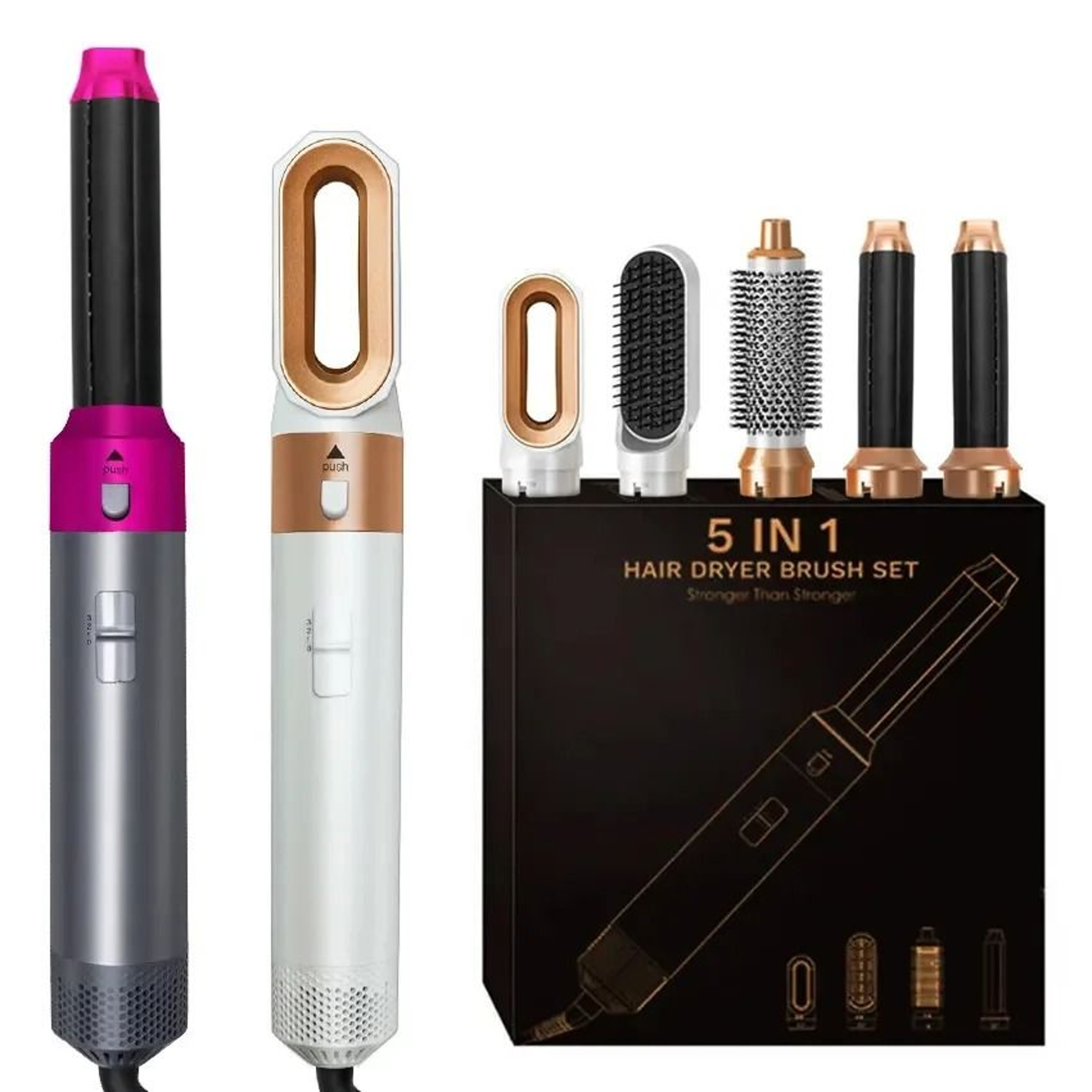 5 In 1 Ionic Hair Dryer Brush Hot Air Styler With Straightening Curling And Volumizing Attachments 6