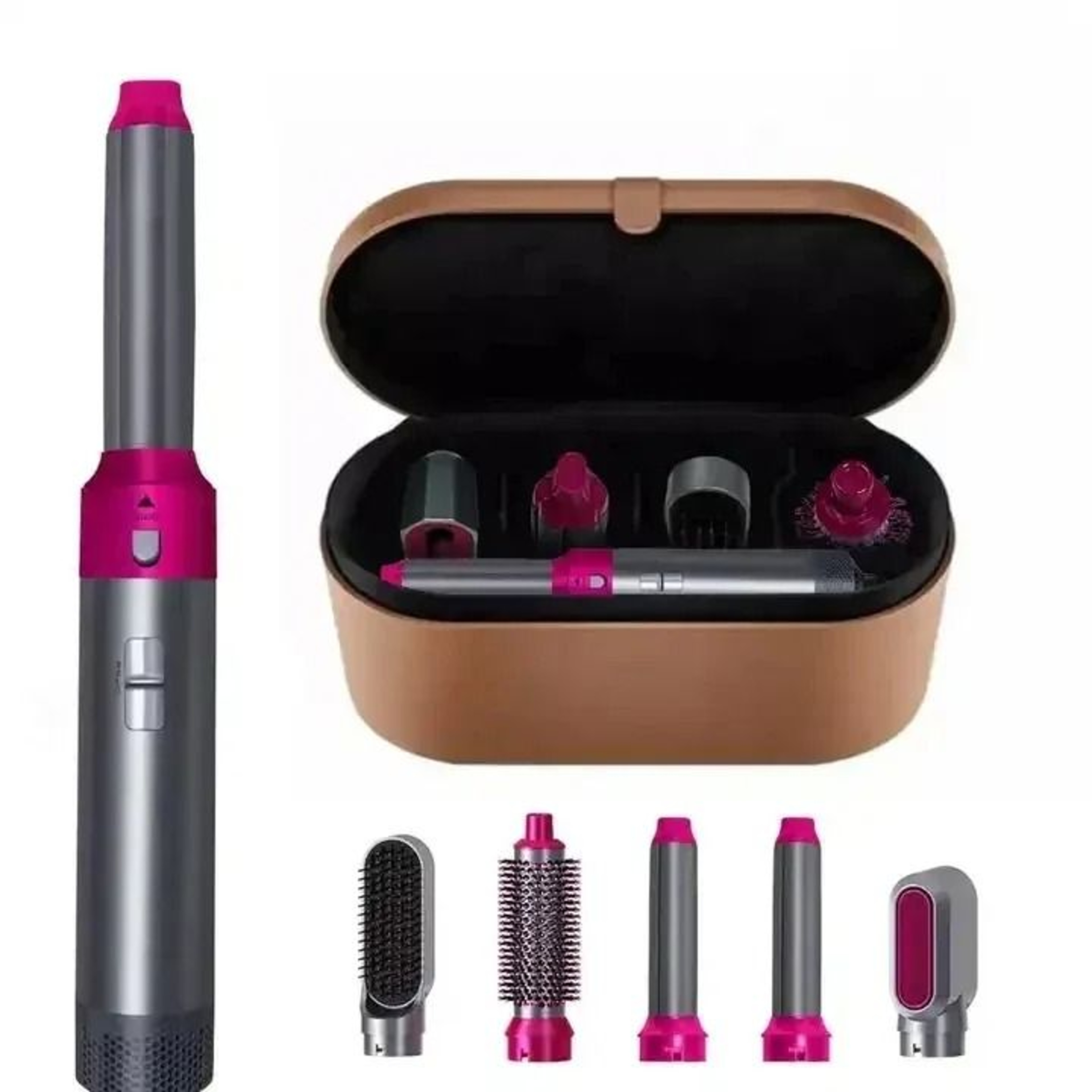 5 In 1 Ionic Hair Dryer Brush Hot Air Styler With Straightening Curling And Volumizing Attachments 9