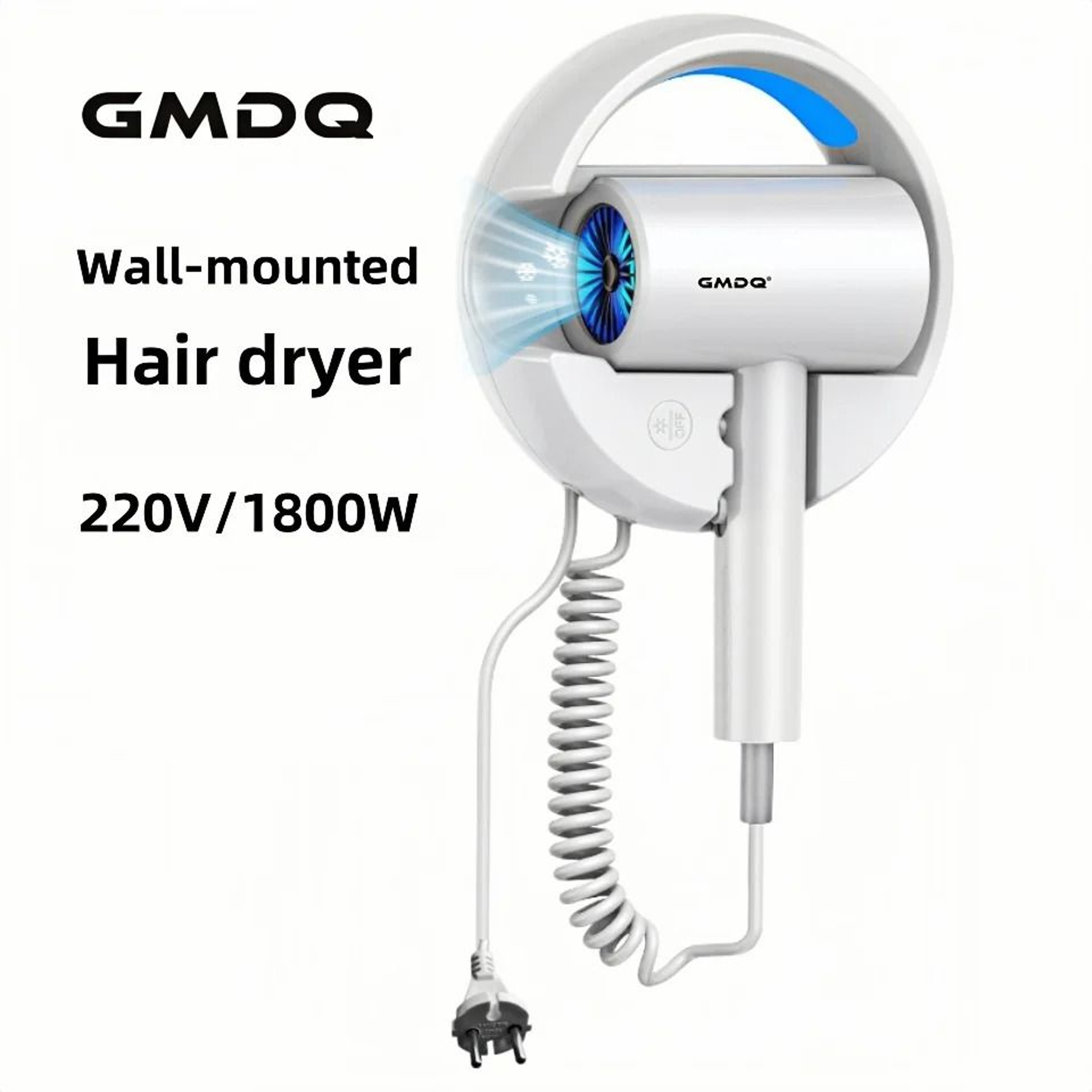 GMDQ 1800W Wall Mounted Hair Dryer With Hot Cool Air And Overheat Protection 7