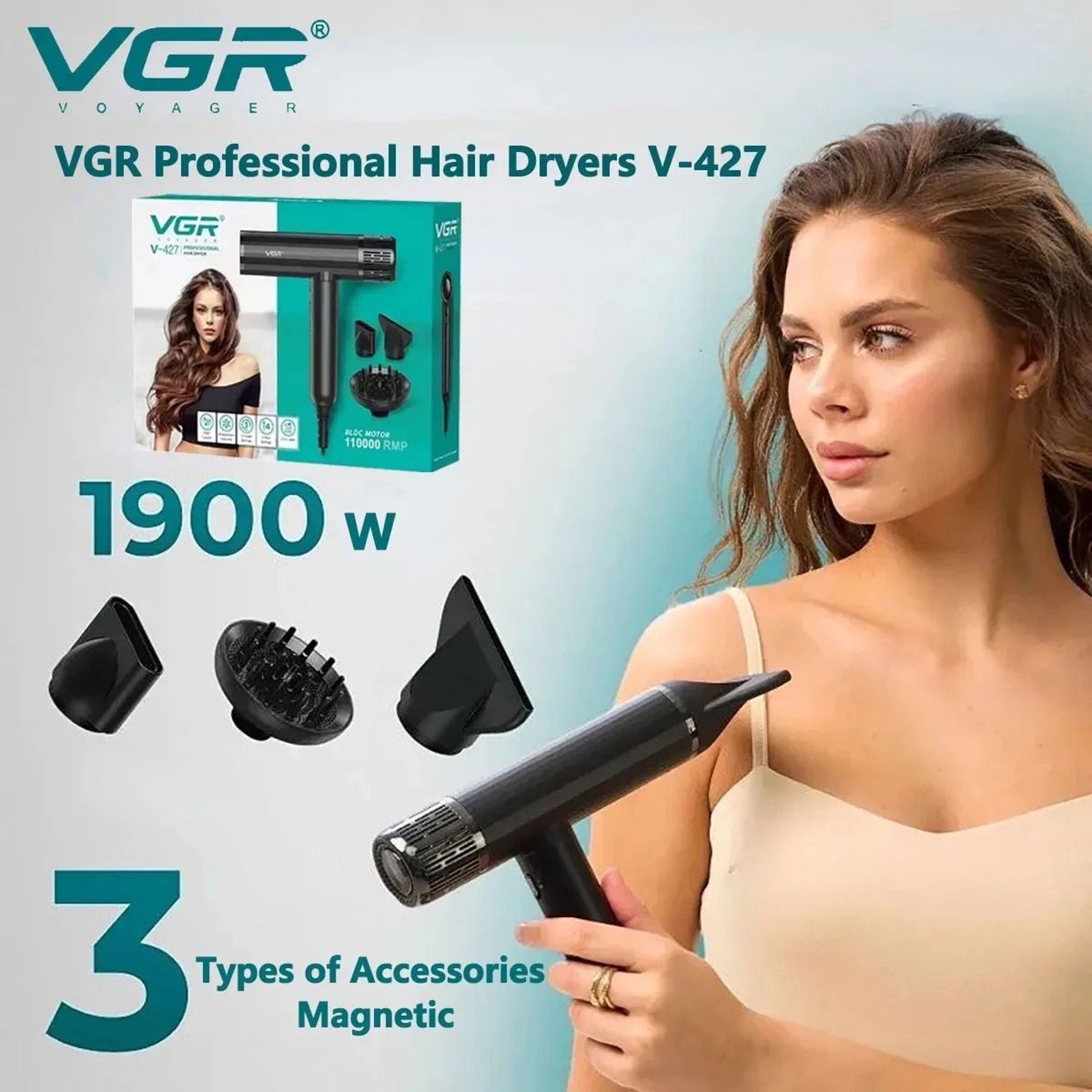 VGR V427 Professional High Speed Ionic Hair Dryer With 110000 RPM Brushless Motor 1