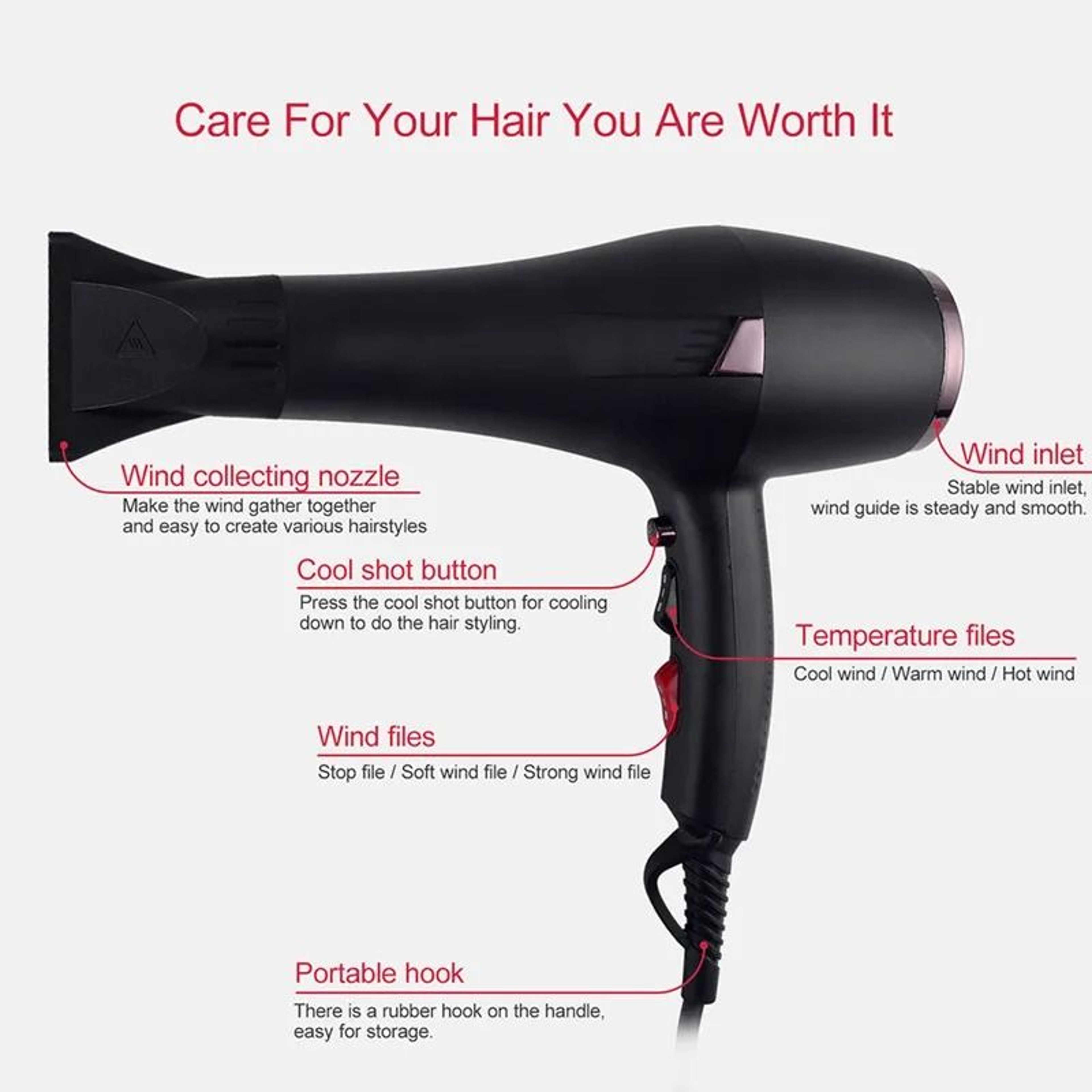 2400W High Speed Ionic Hair Dryer With Vintage Design And Quiet Fast Drying 3