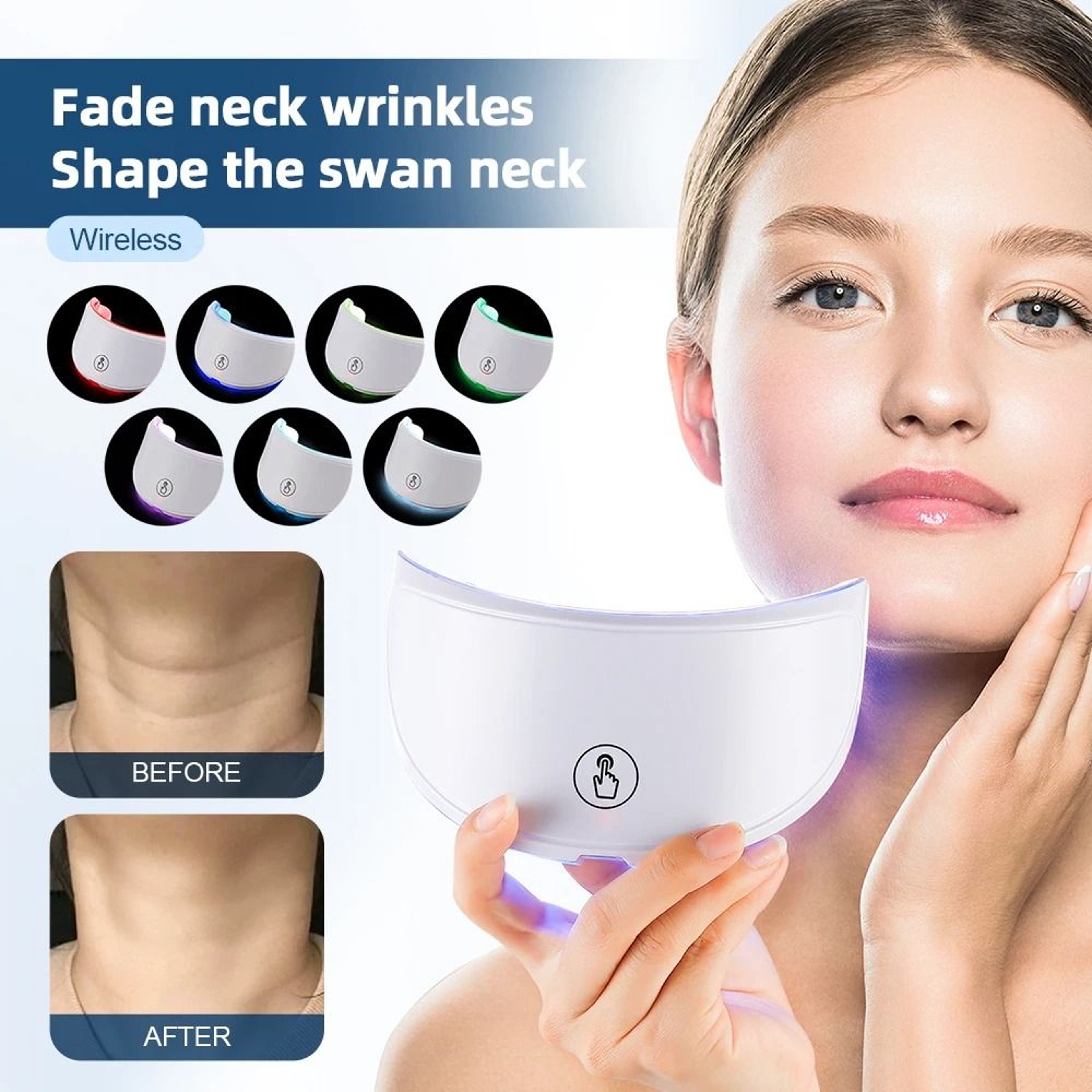 7 Color LED Neck Light Therapy Mask For Anti Aging Skin Tightening And Neck Care 0