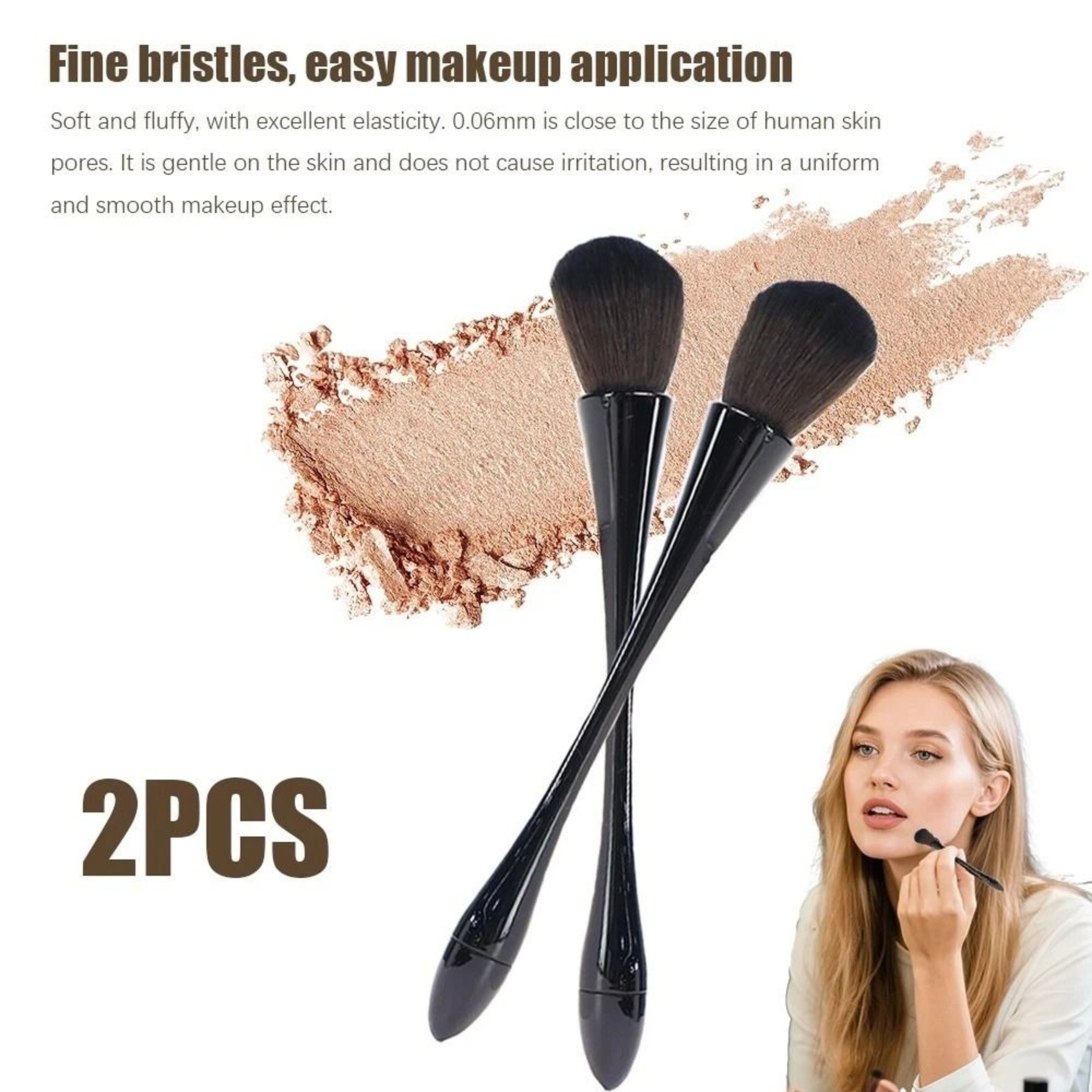 2 Piece Professional Foundation Makeup Brush Set For Liquid Cream  Powder 0