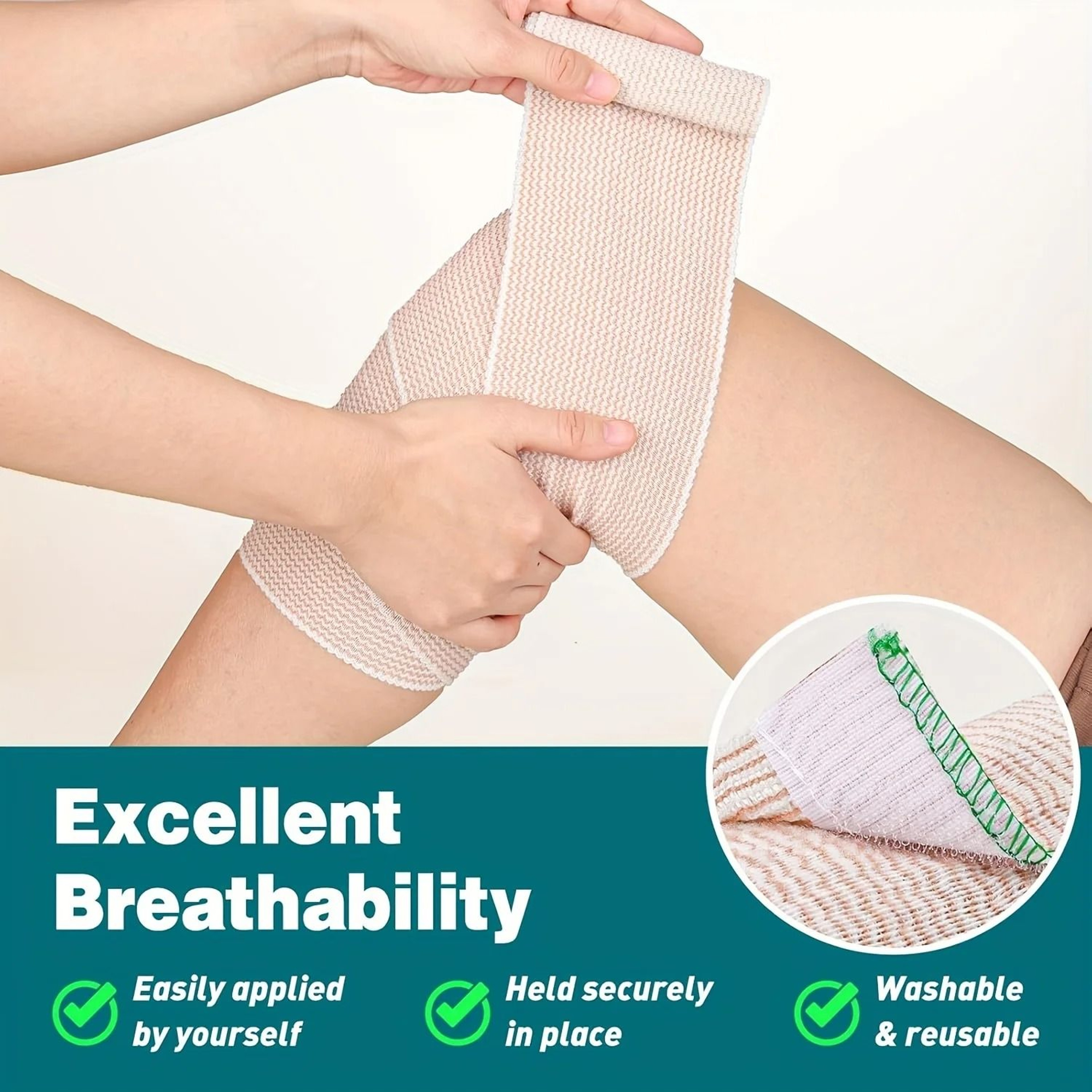 Reusable Elastic Compression Bandage Wraps With Hook And Loop Closure 5