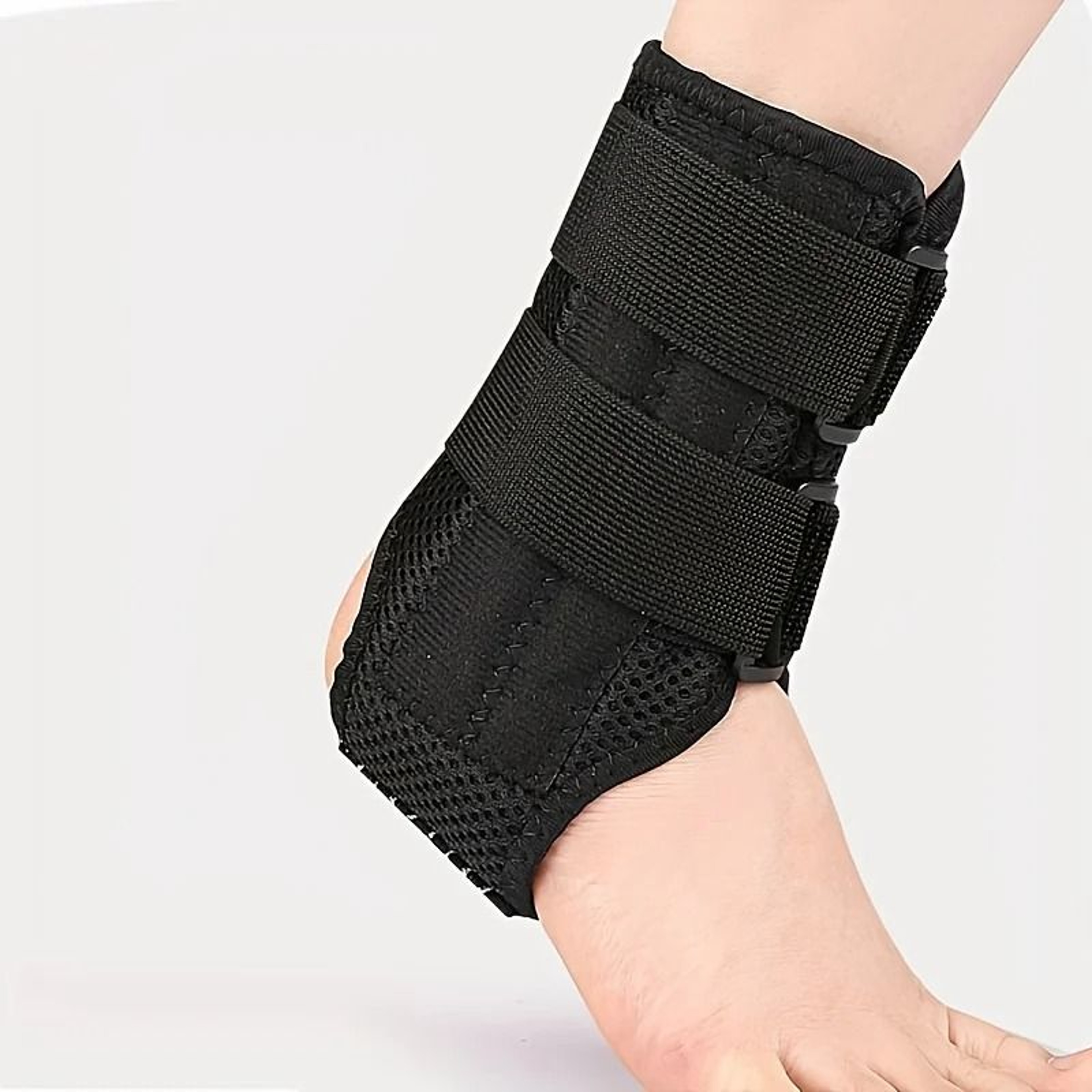 Spring Stabilized Adjustable Ankle Support Sleeve With Breathable Mesh 3