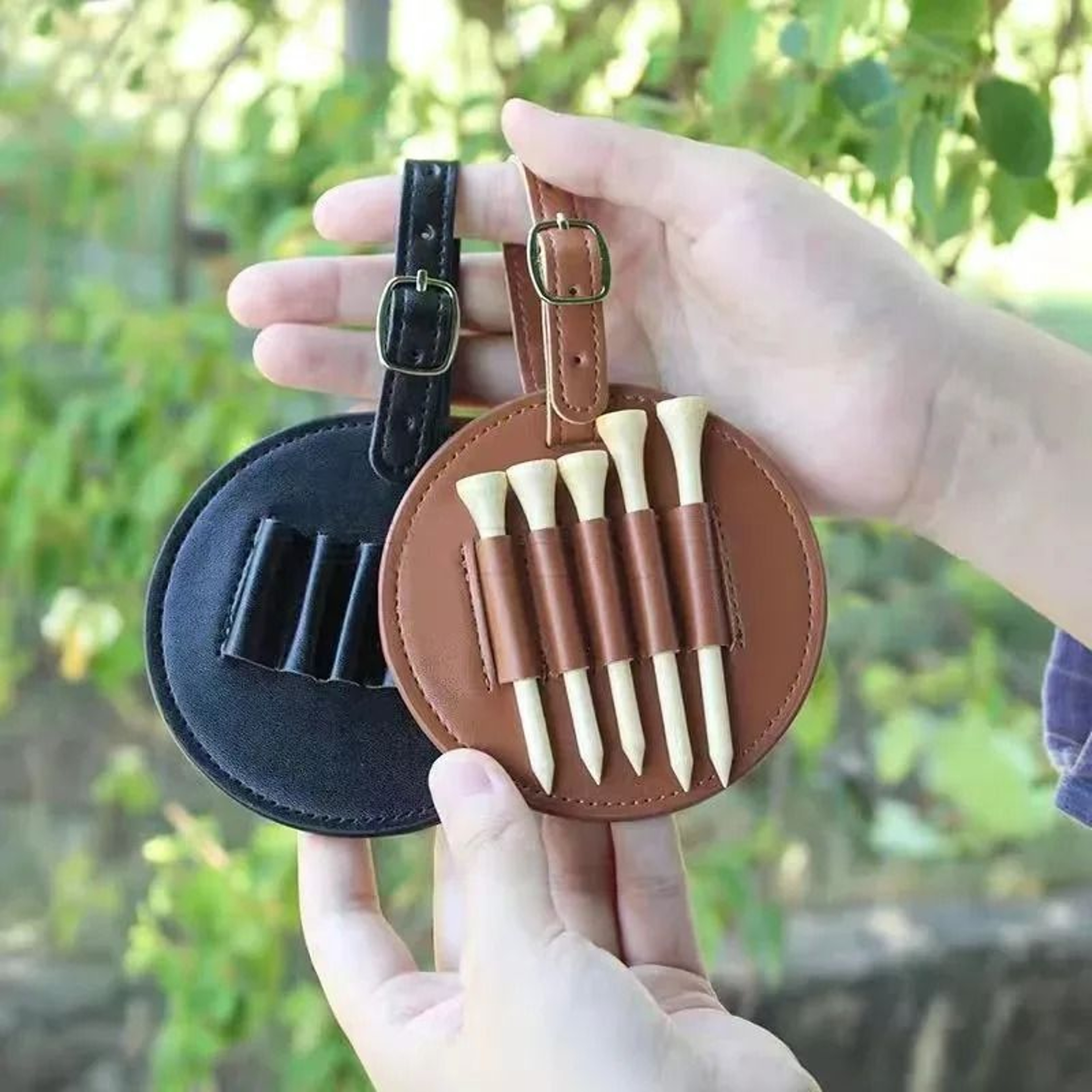 Portable Leather Golf Ball Holder Pouch With Belt Loop 2