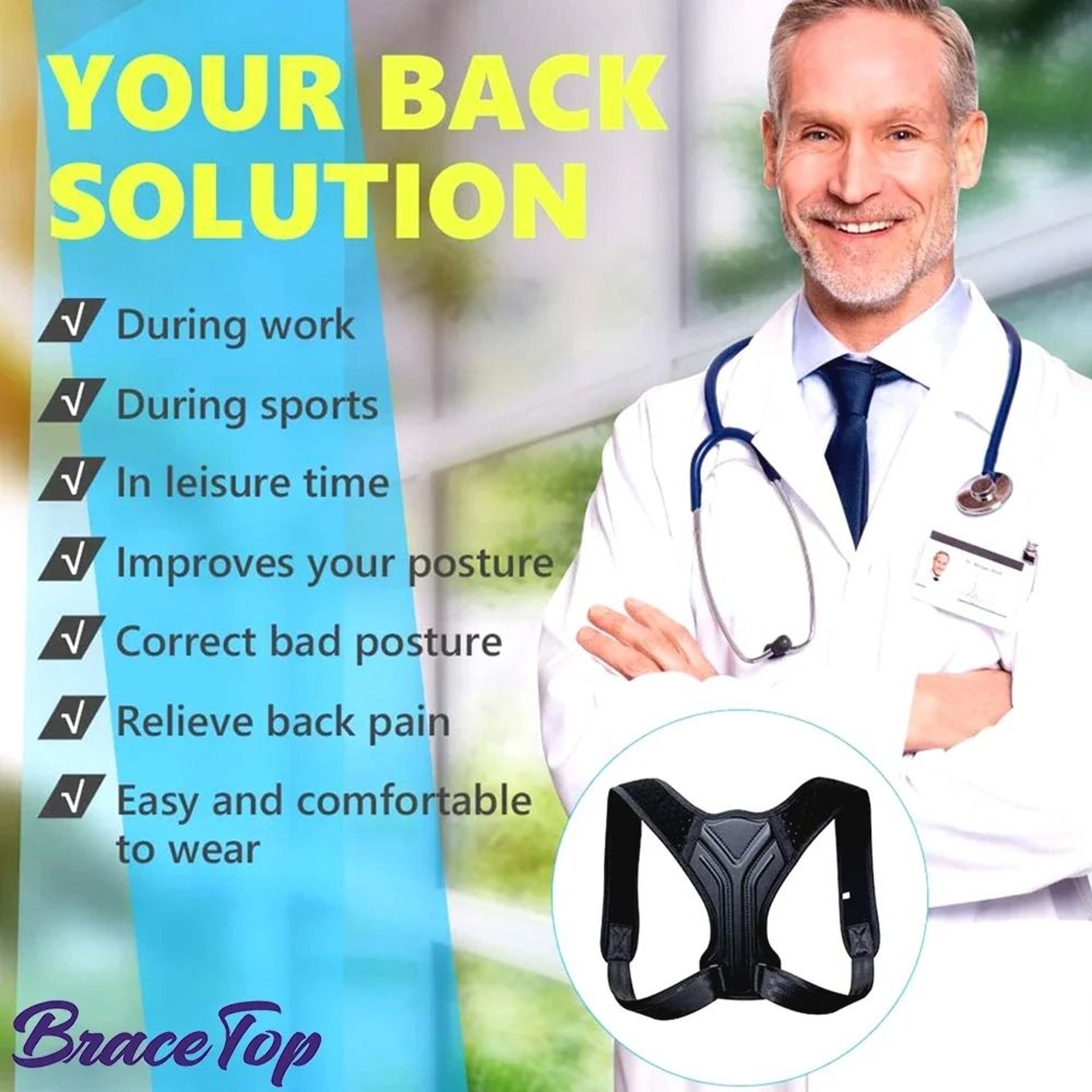 Adjustable Upper Back Posture Corrector Brace 3