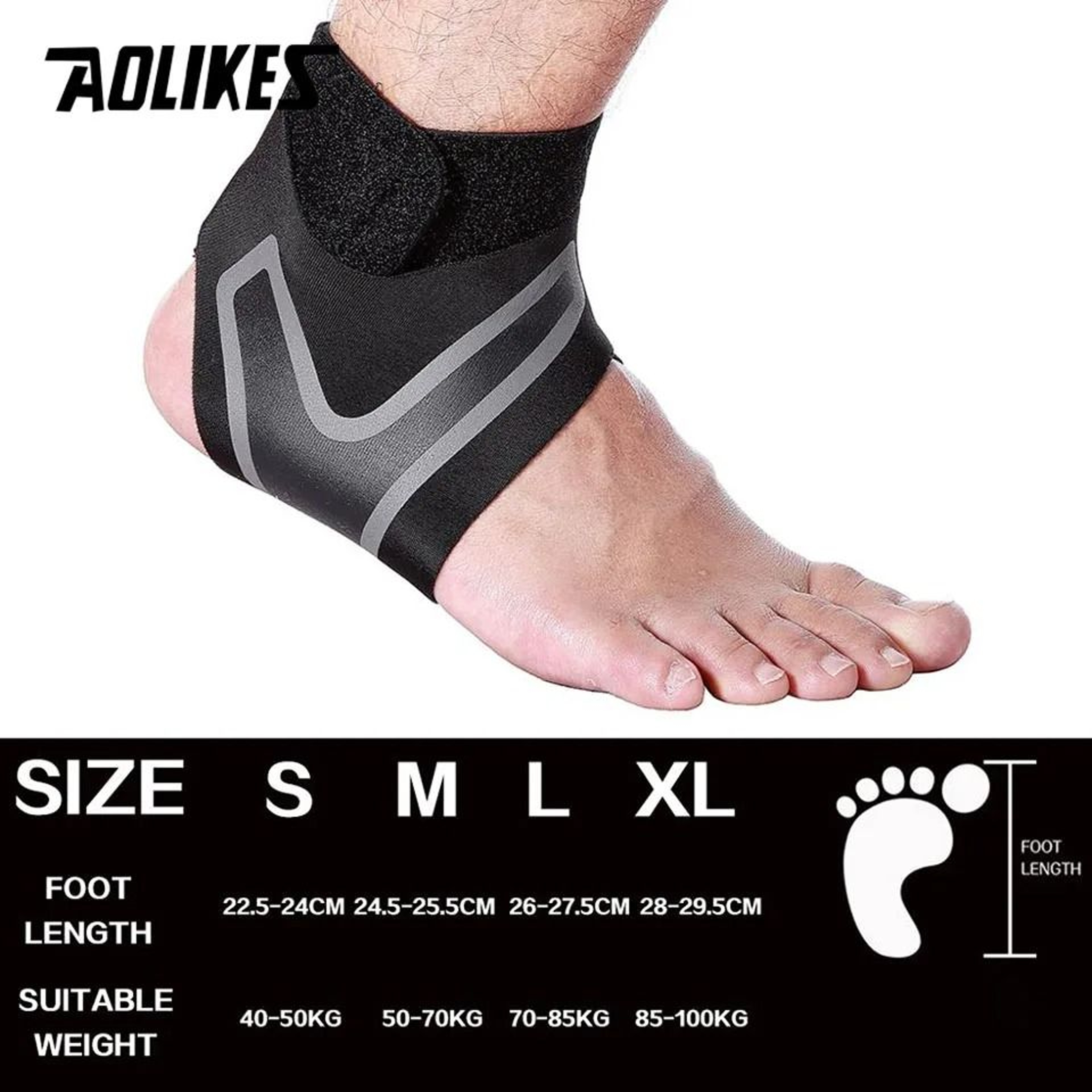 AOLIKES Adjustable Ankle Support Brace – Elastic Ankle Wrap for Sports, Running & Sprain Protection – view 1