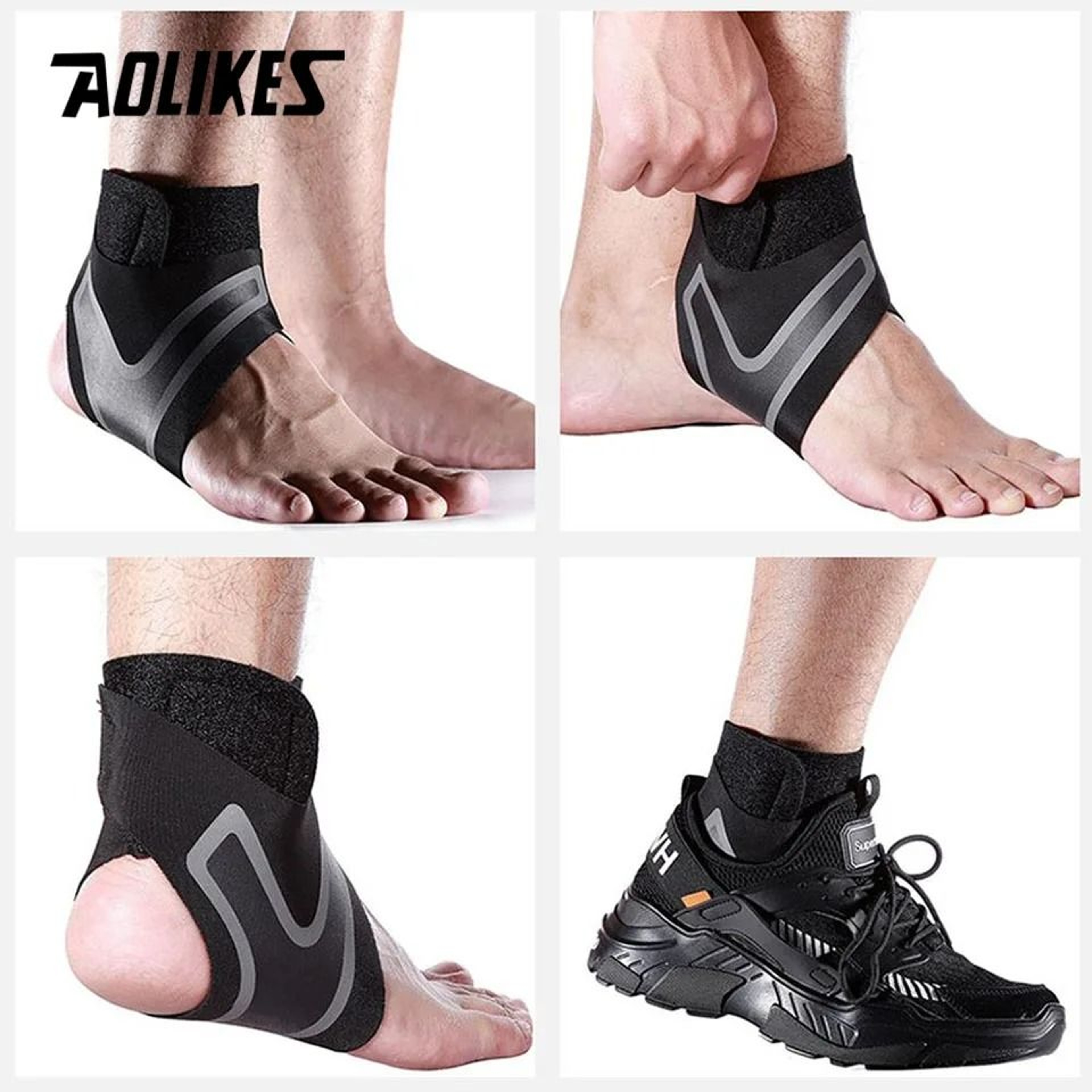 AOLIKES Adjustable Ankle Support Brace  Elastic Ankle Wrap For Sports Running  Sprain Protection 4