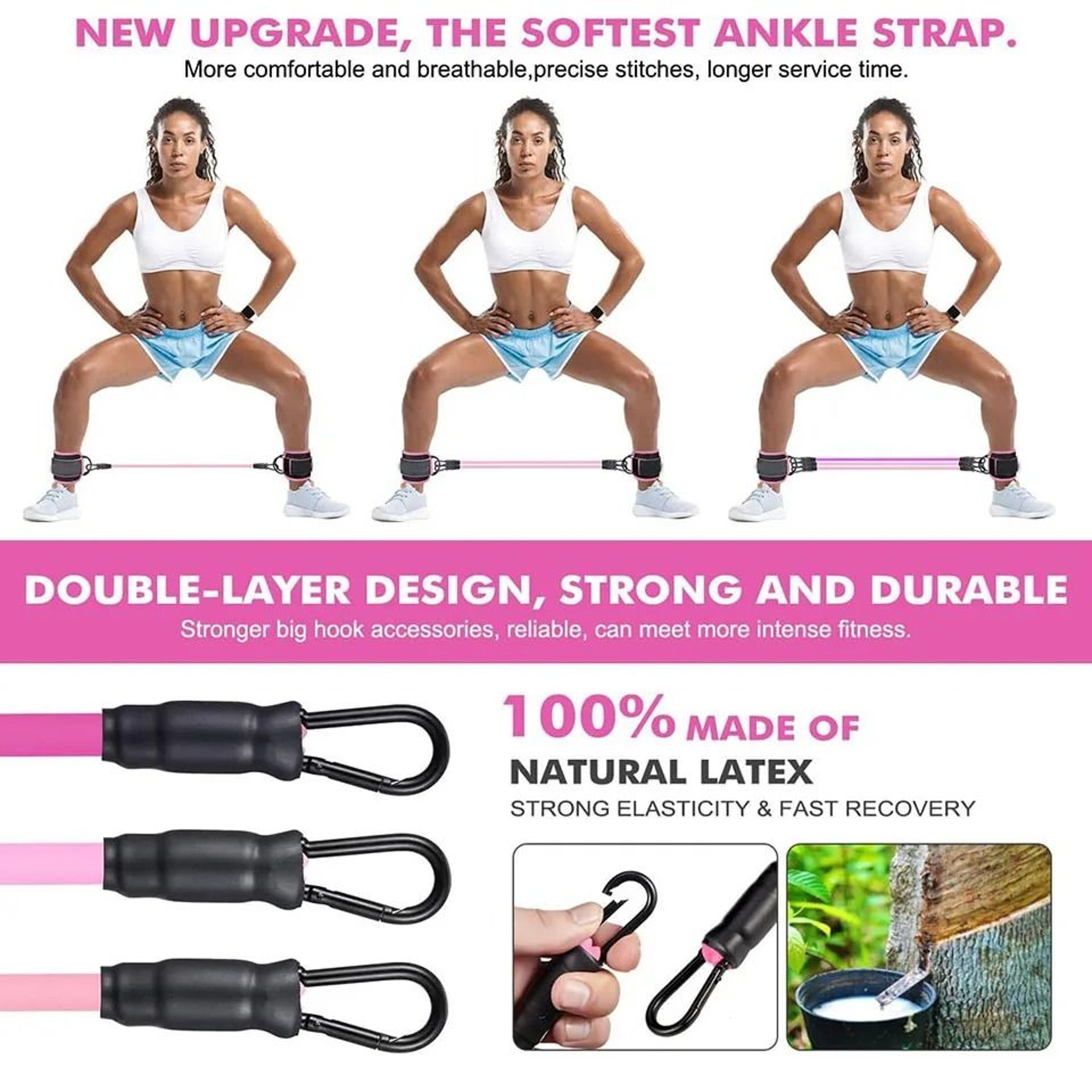 AOLIKES Double D Ring Cable Ankle Straps For Glute And Leg Workouts 3