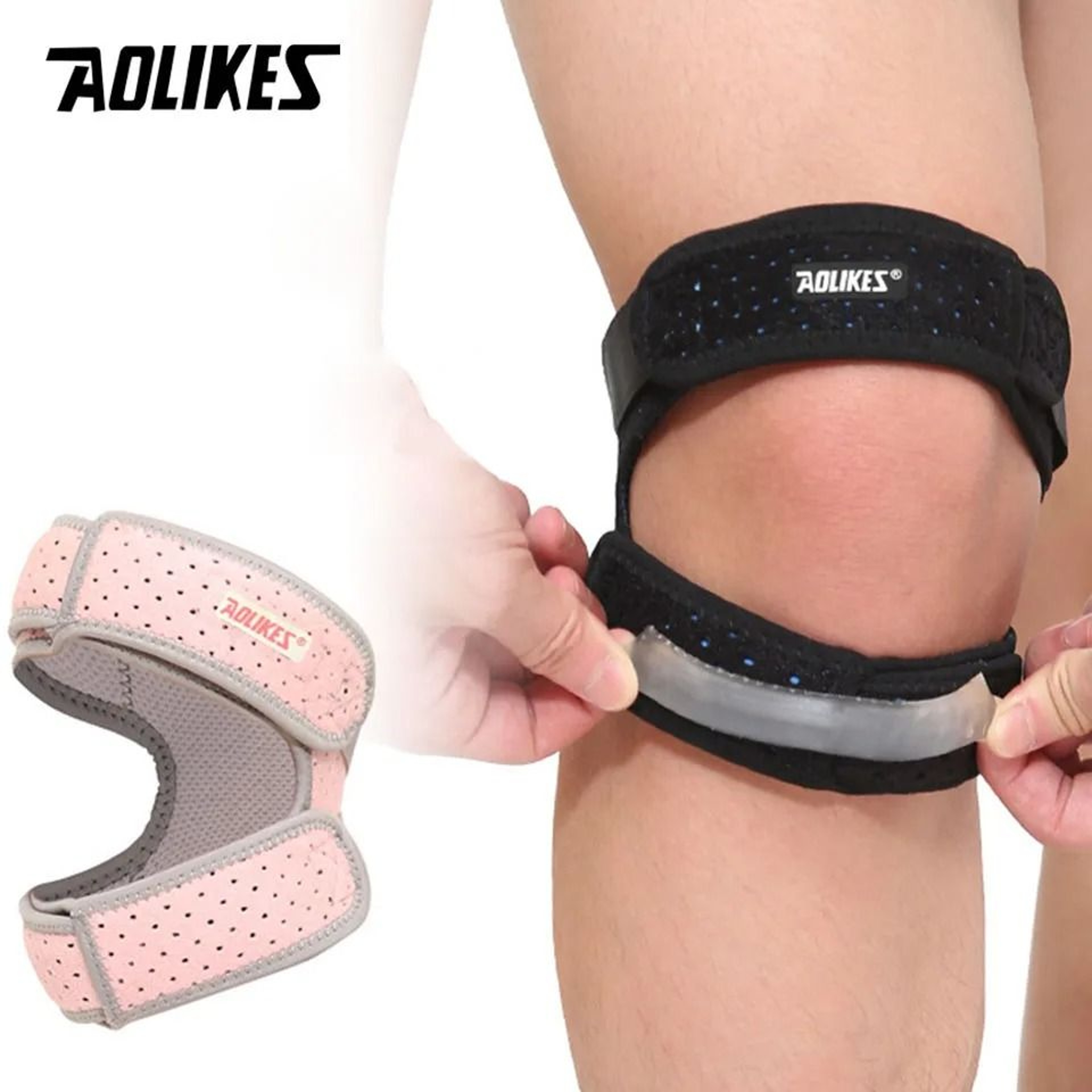 AOLIKES Adjustable Patella Knee Strap With Double Compression Pads For Sports Support 0