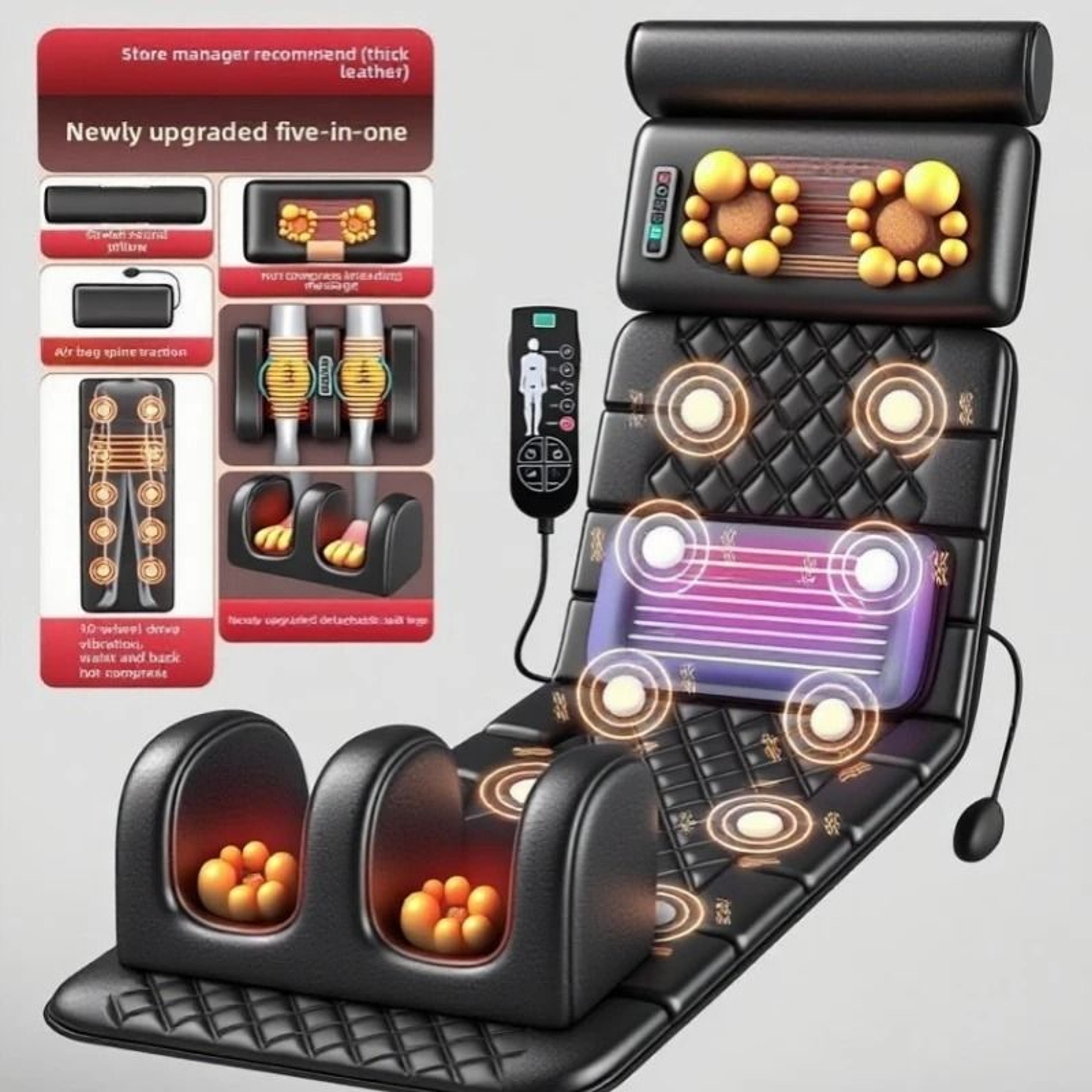 Full Body Wave Vibration Massage Mattress With Pressure Point Pillow 0
