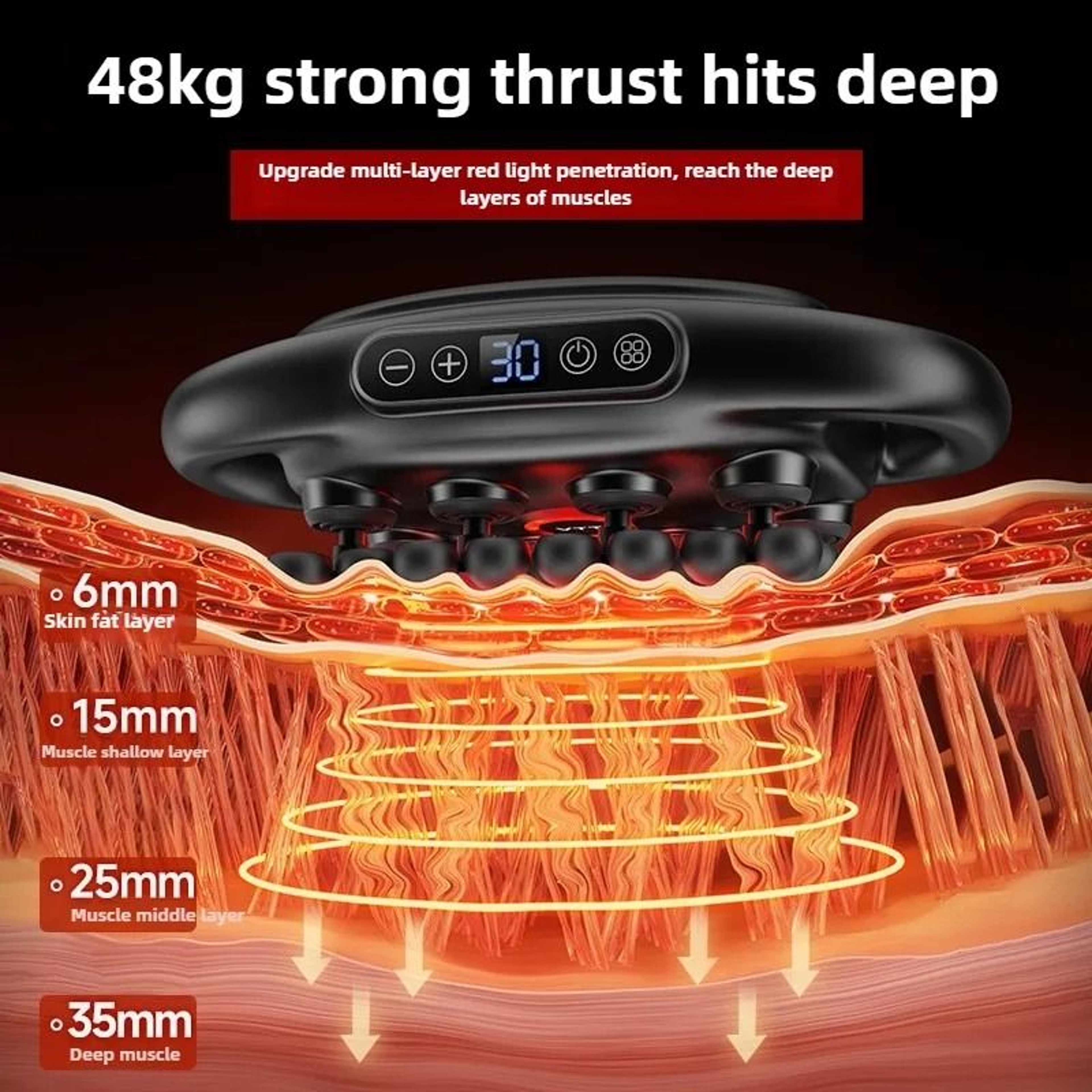 32 Head Deep Tissue Massage Gun With Red Light 3