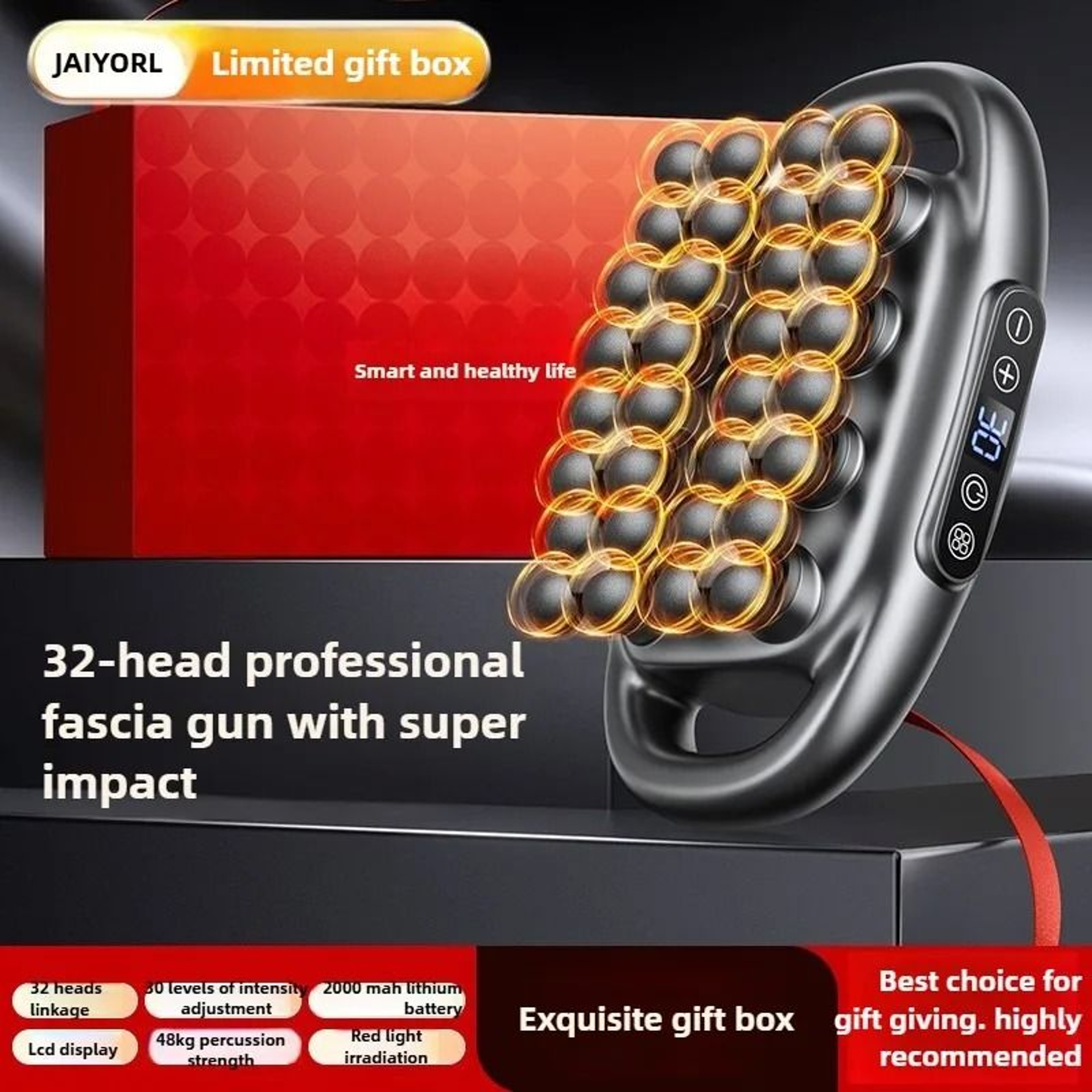 32 Head Deep Tissue Massage Gun With Red Light 6
