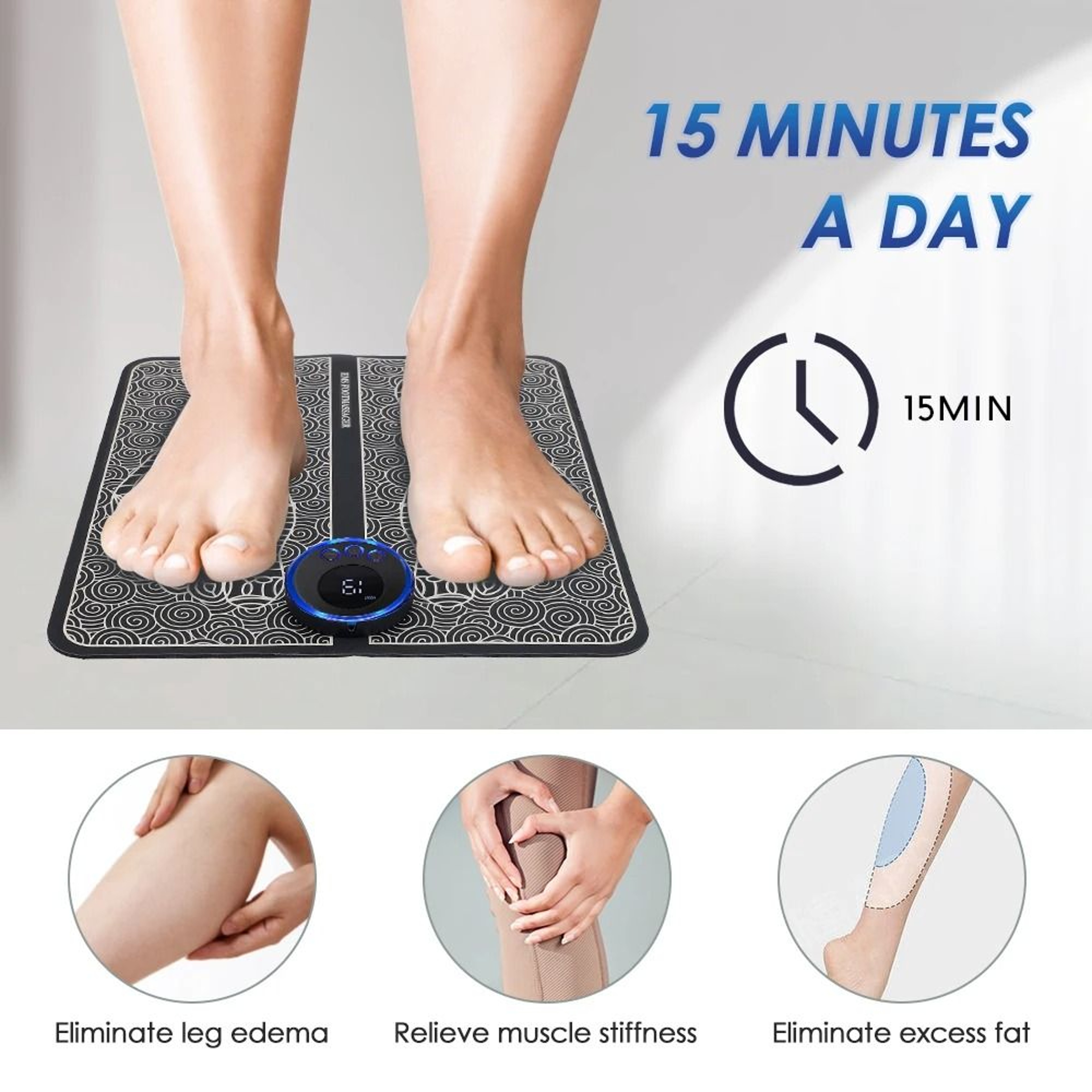 Electric EMS Foot Massager Pad With Remote Control 8 Massage Modes 19 Intensity Levels  Electrode P 4