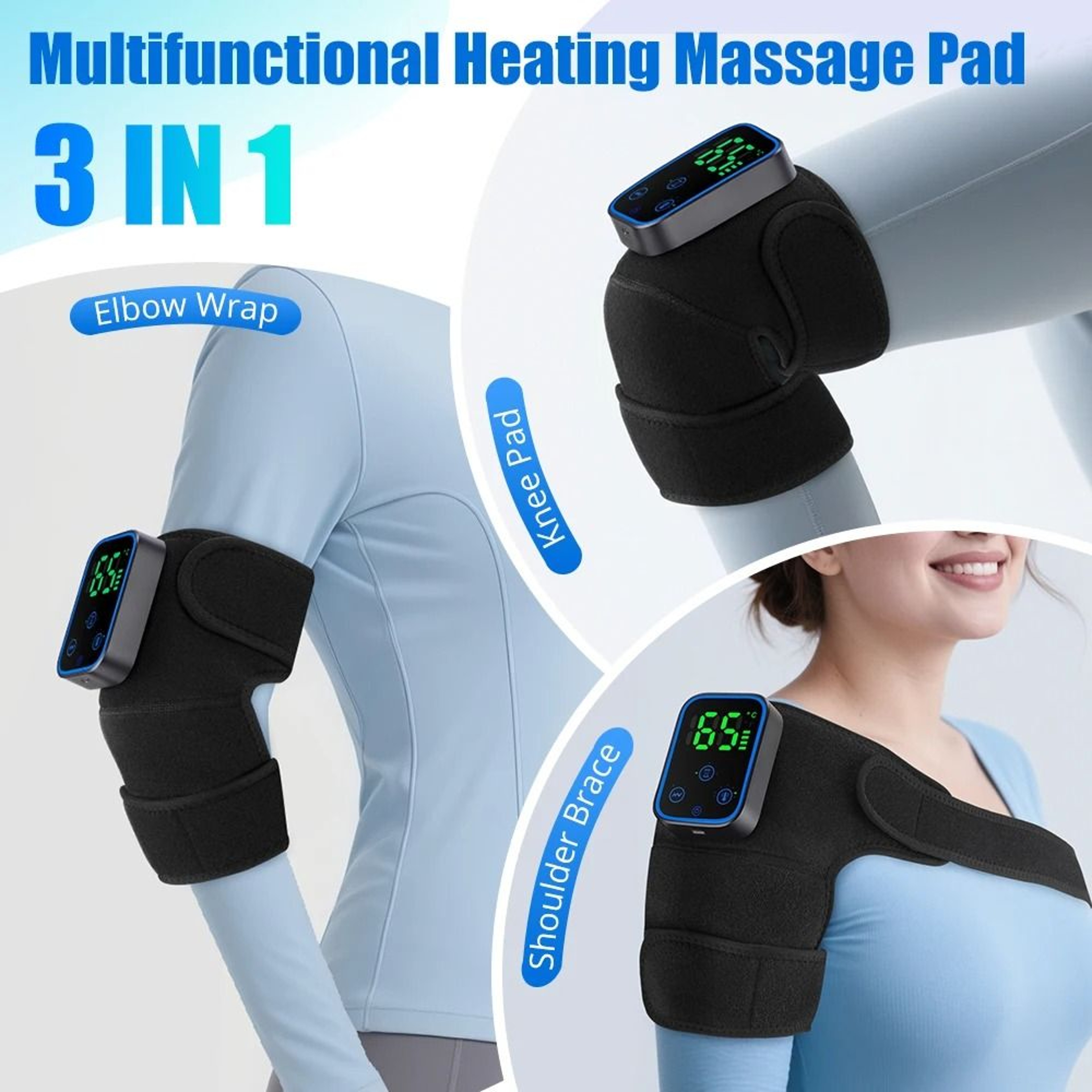 Cordless Heated Vibration Knee Massager With Timer For Knees Shoulders And Elbows 4