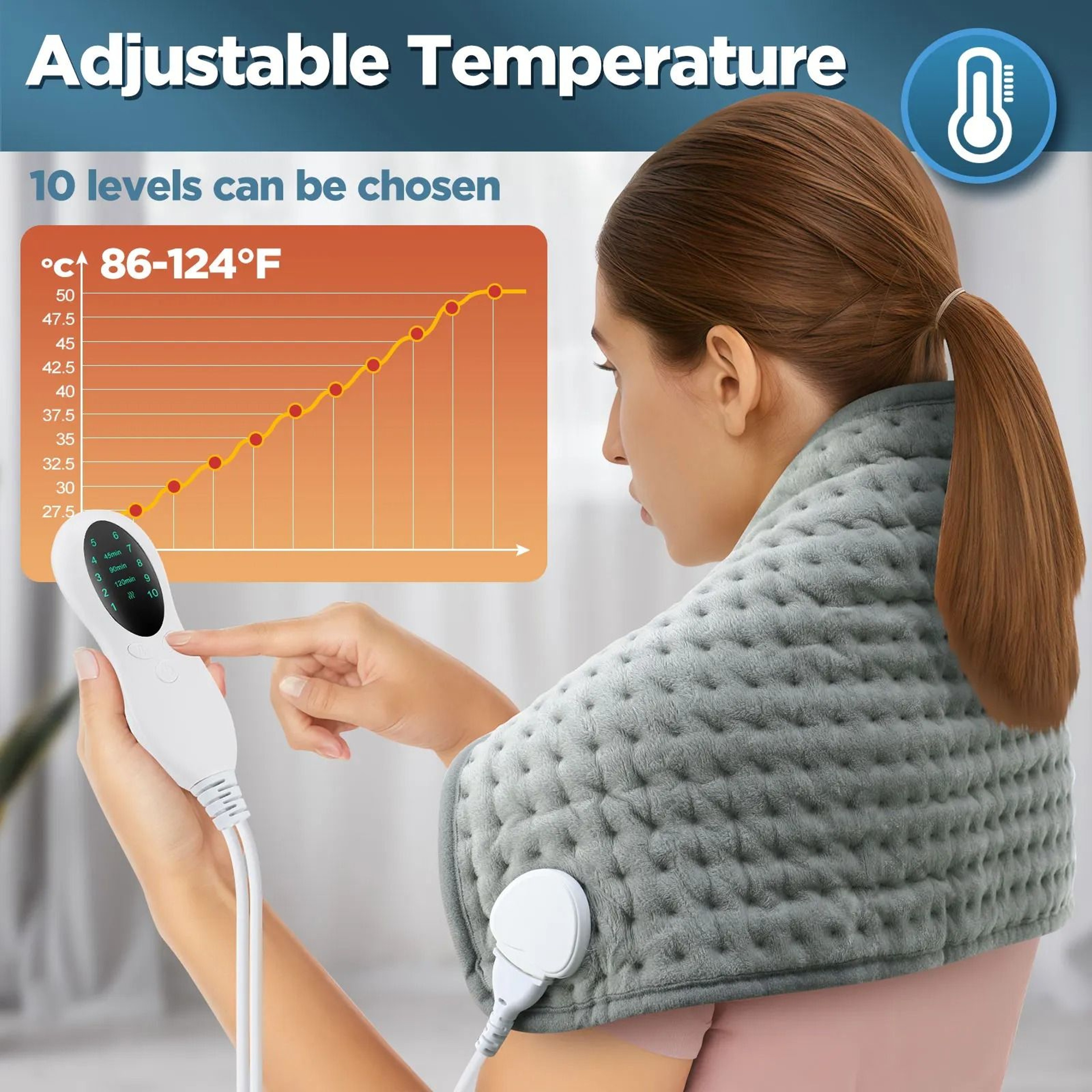 Washable Electric Heating Pad Blanket For Neck Back Shoulder And Full Body Warmth 3