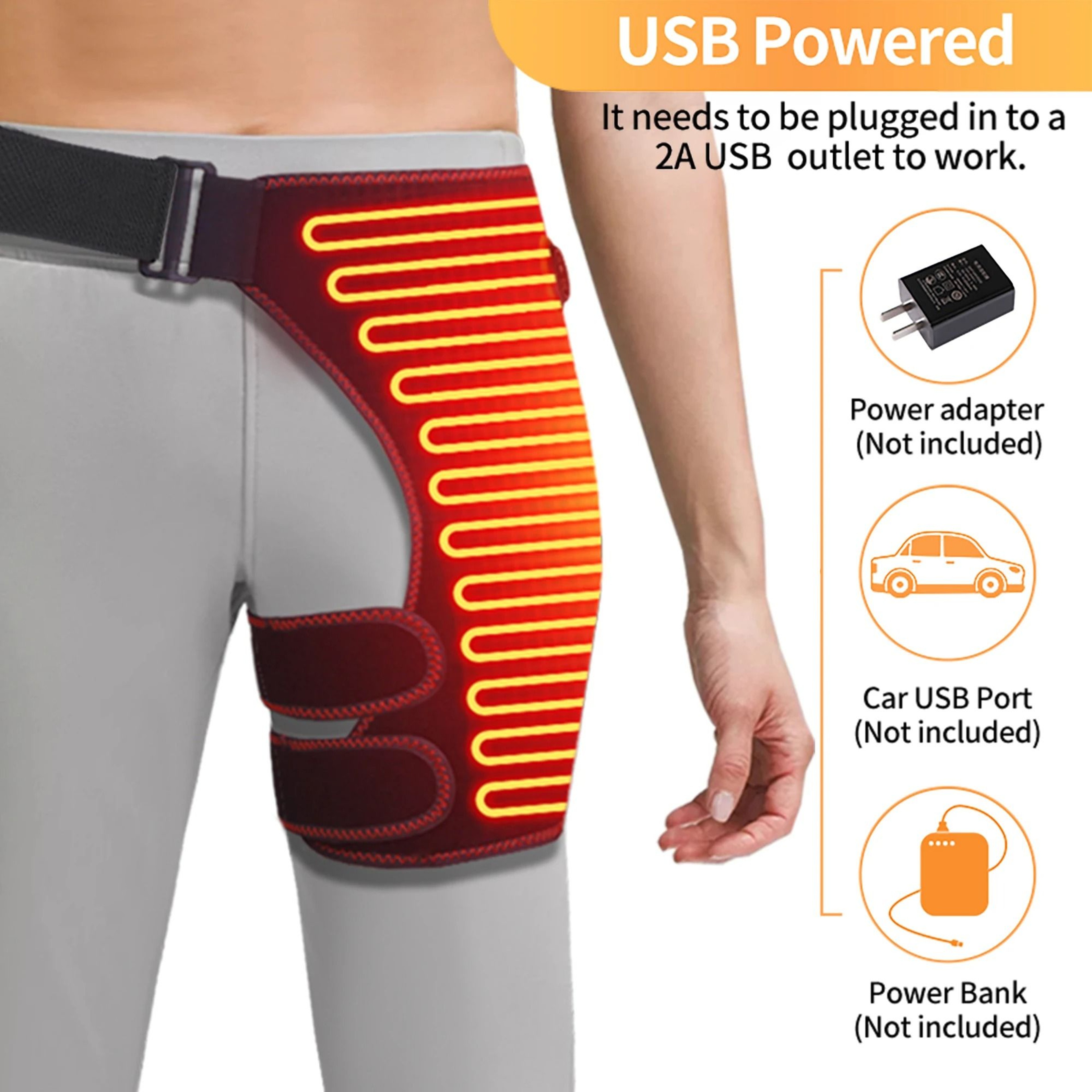 USB Heated Hip And Lower Back Wrap With 3 Heat Levels 2