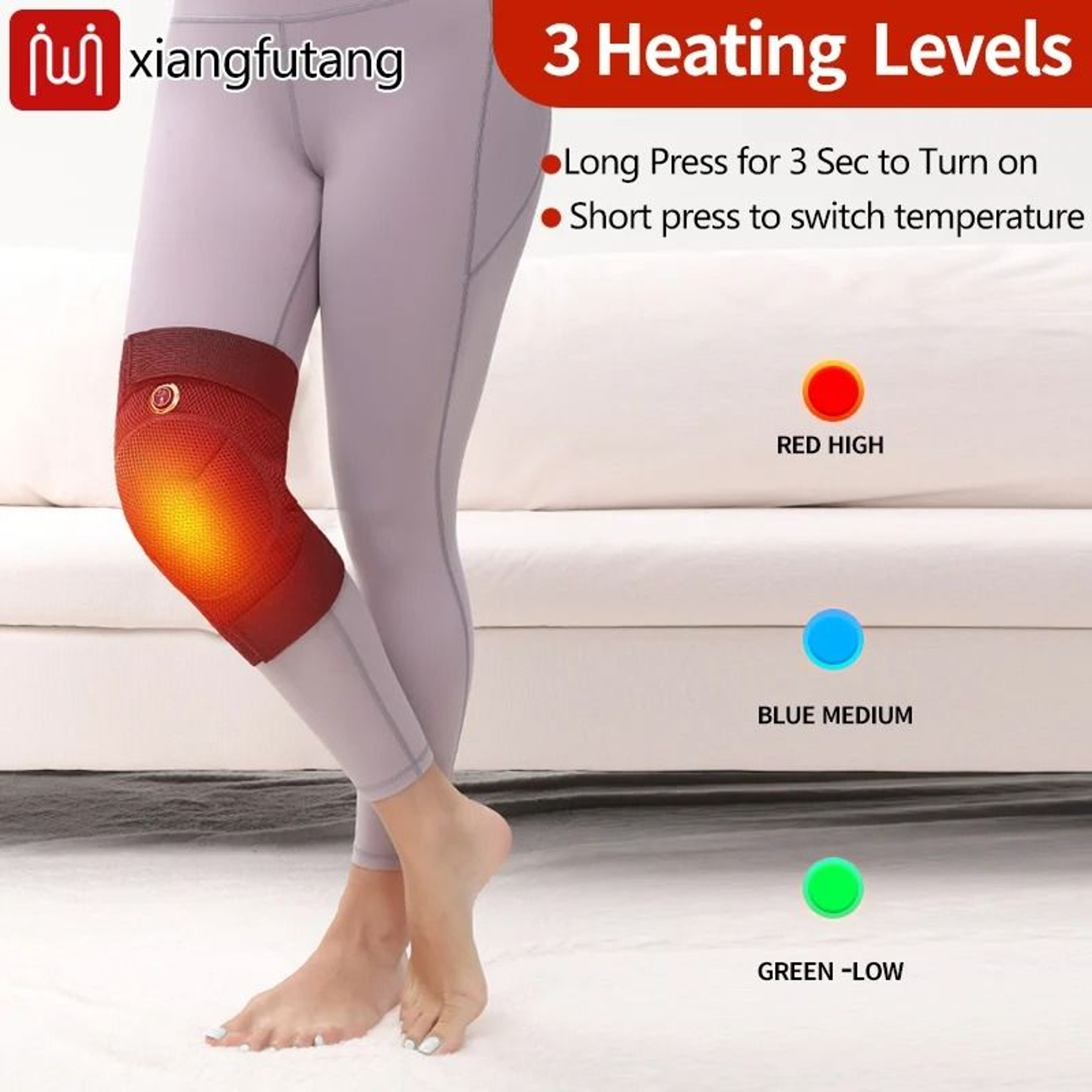 Electric Heated Knee Massager With Vibration And Adjustable Support 2