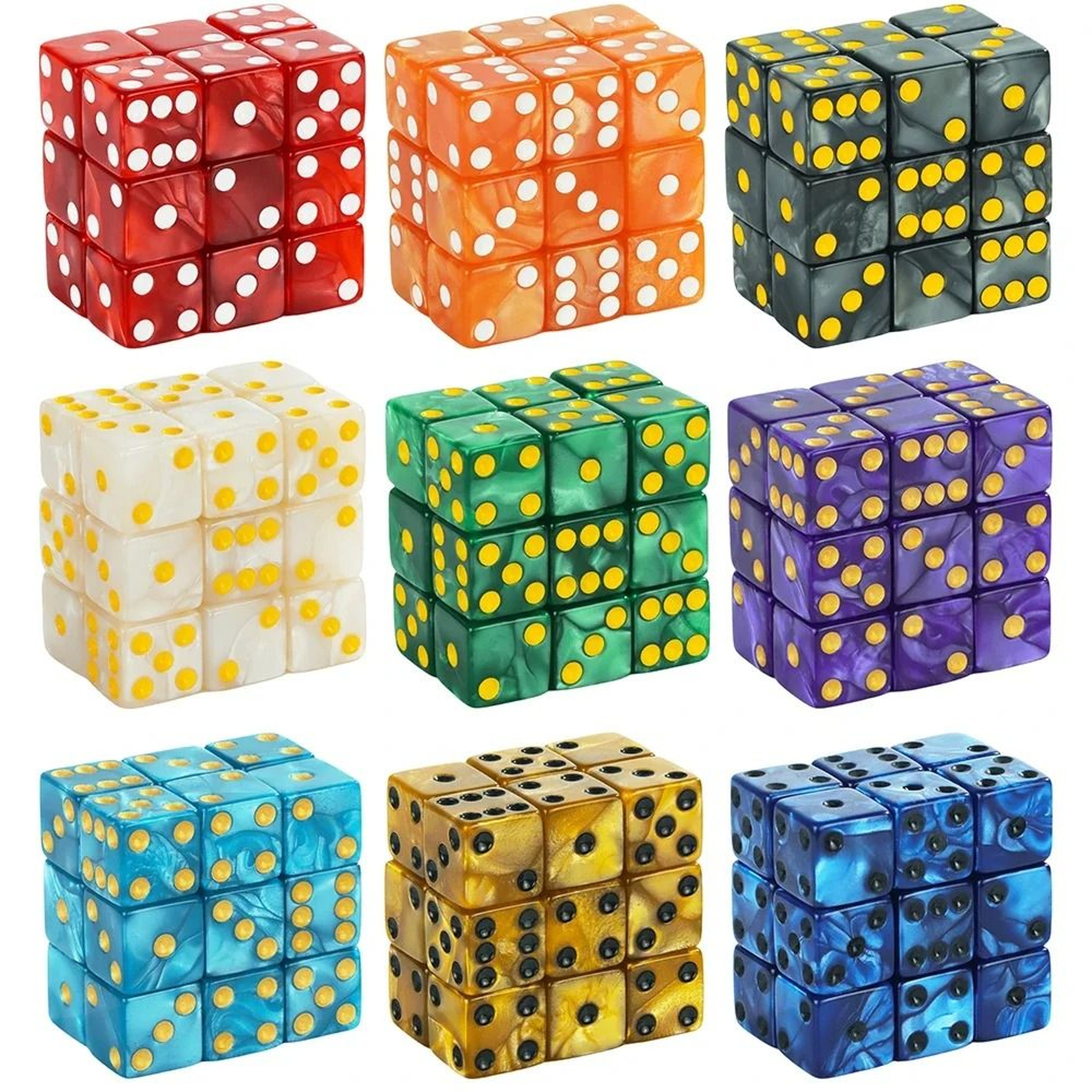 16mm Marble Style D6 Dice Set For Board Games And Math Activities 0