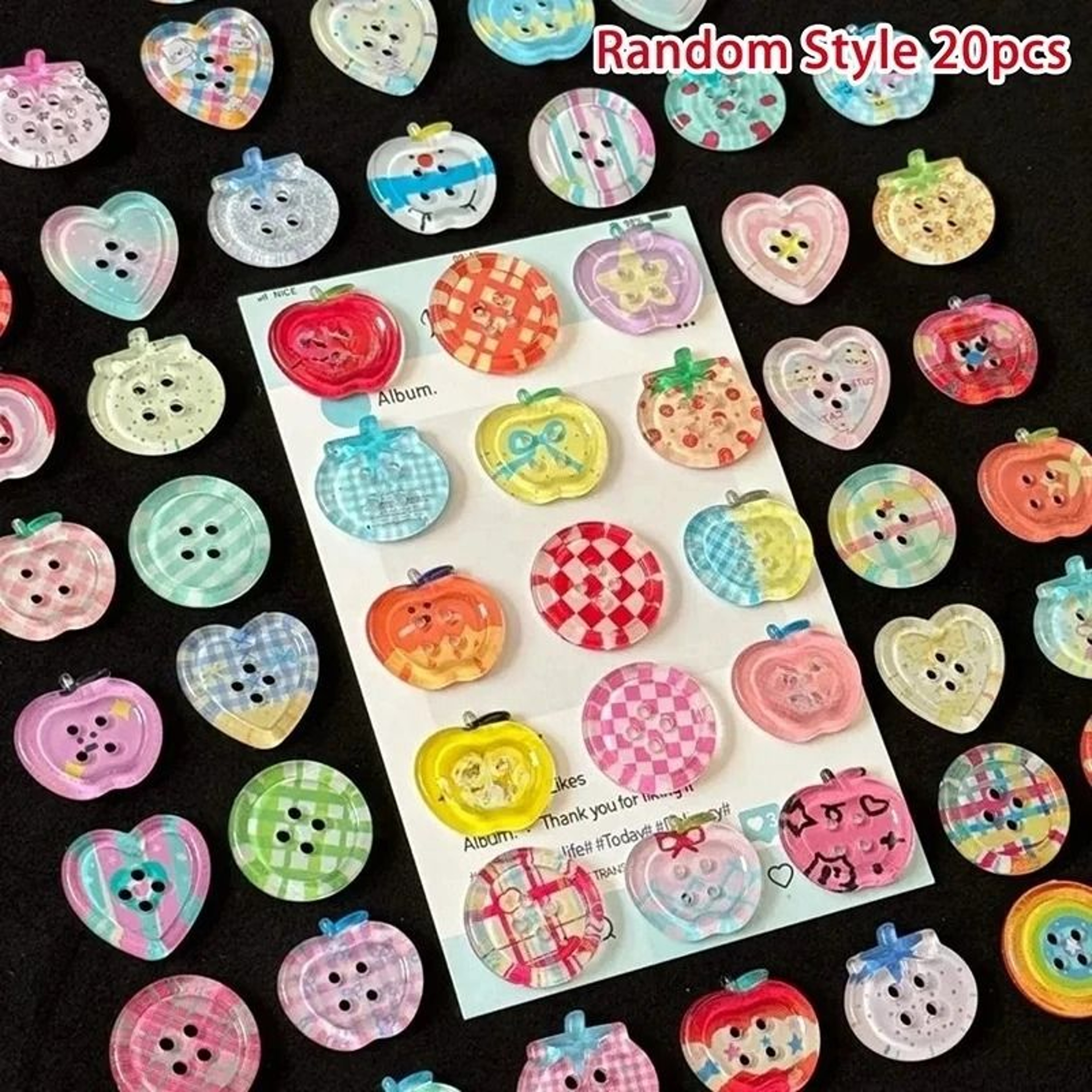 10 Or 20 Piece Transparent Colorful Buttons For Sewing And Crafts 6