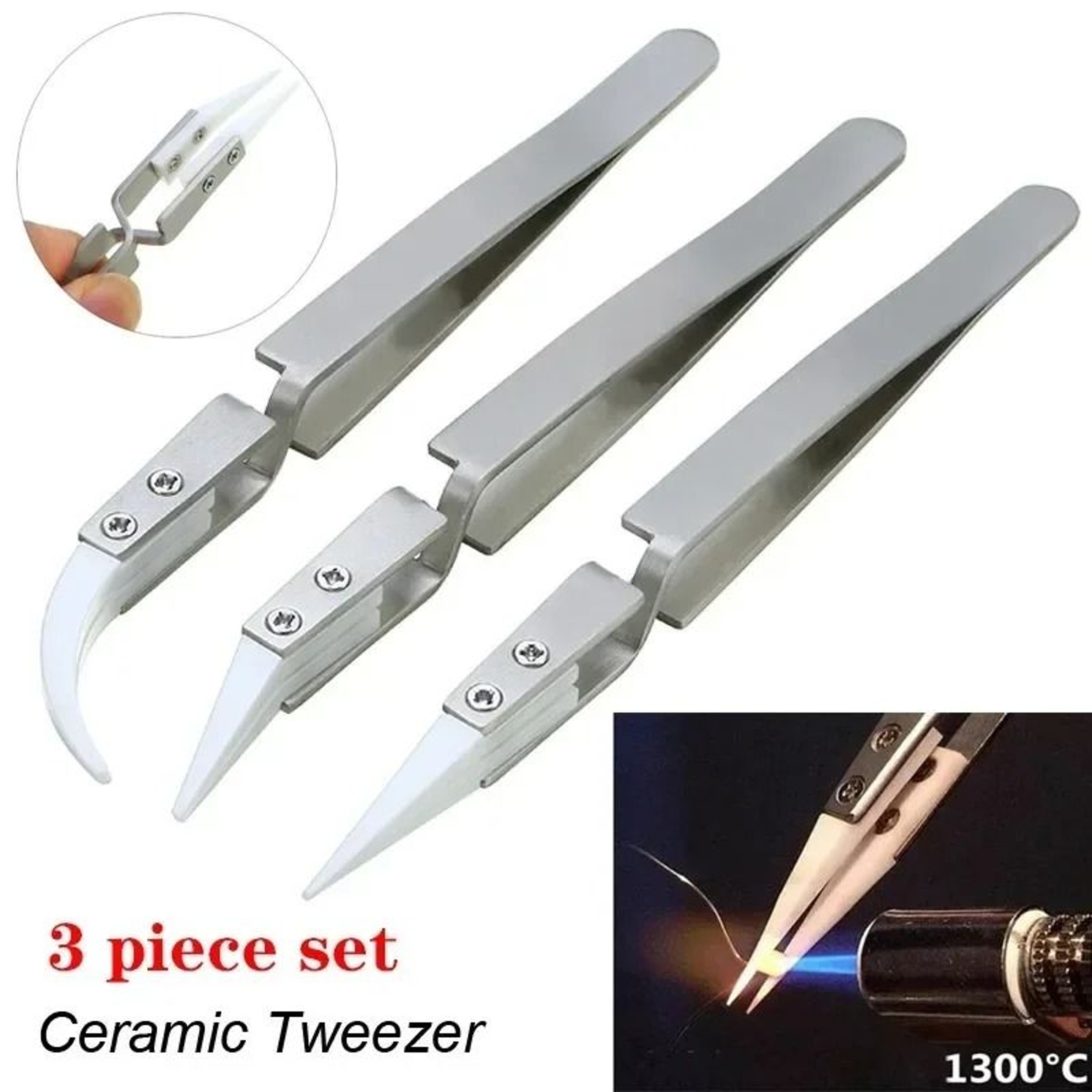 Precision Ceramic Tip Anti Static Soldering Tweezers Heat Resistant Electronics Repair Tool 0