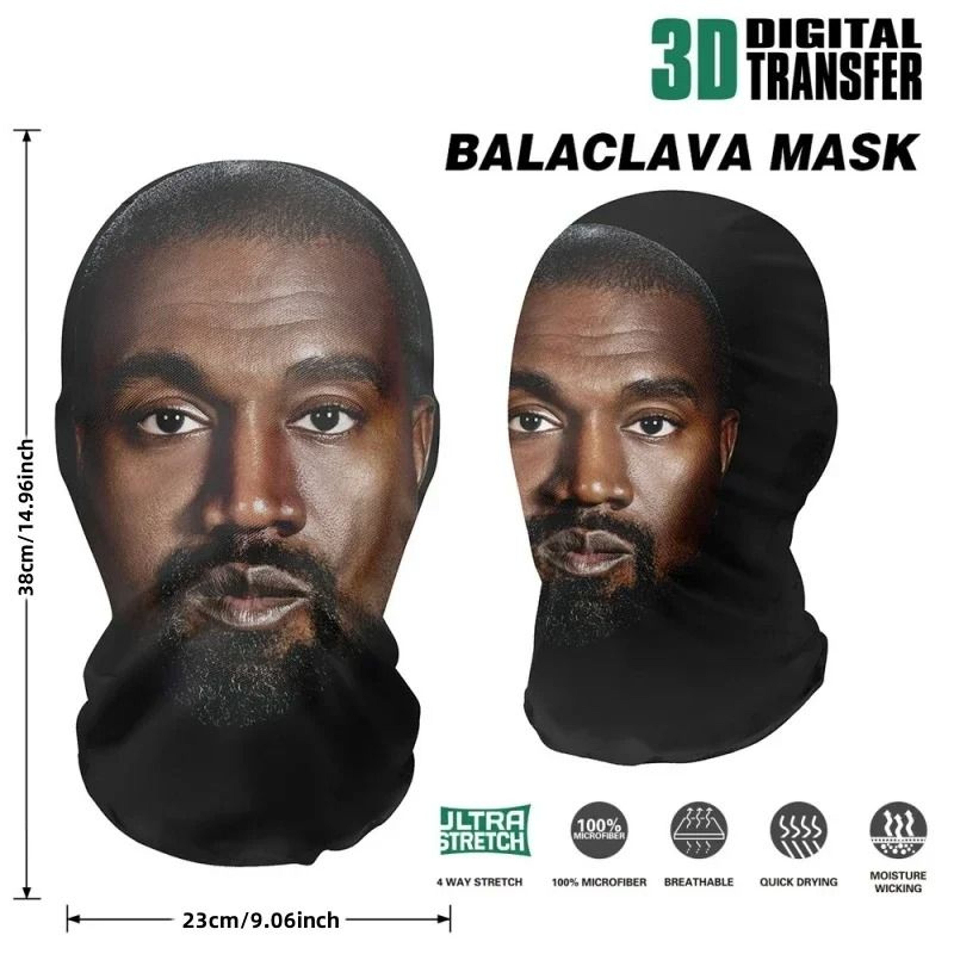 3D Printed Elastic Mesh Full Face Balaclava Cosplay Mask Breathable Hood 3