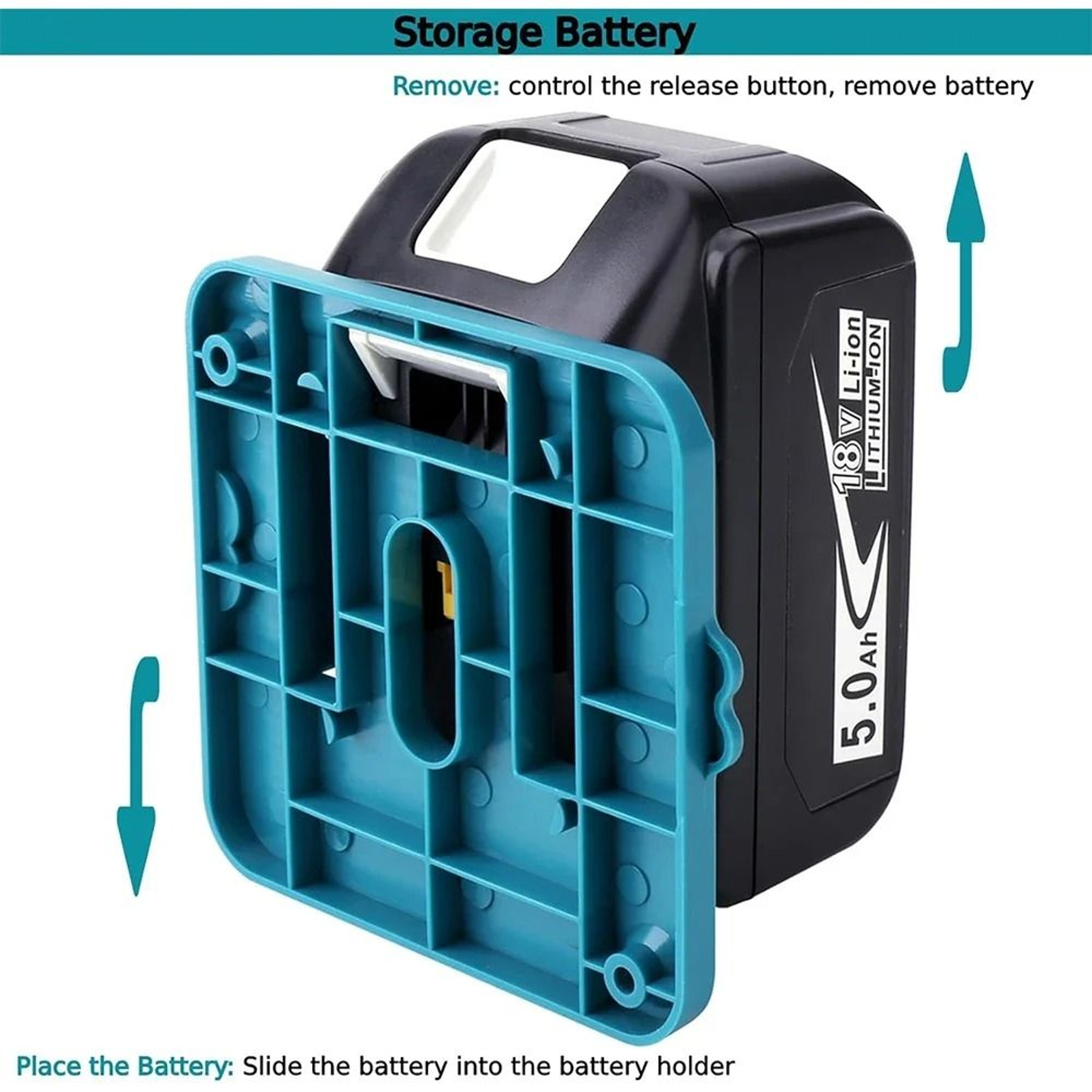 5 Pack Wall Mount Battery Holder For Makita 18V Batteries 4