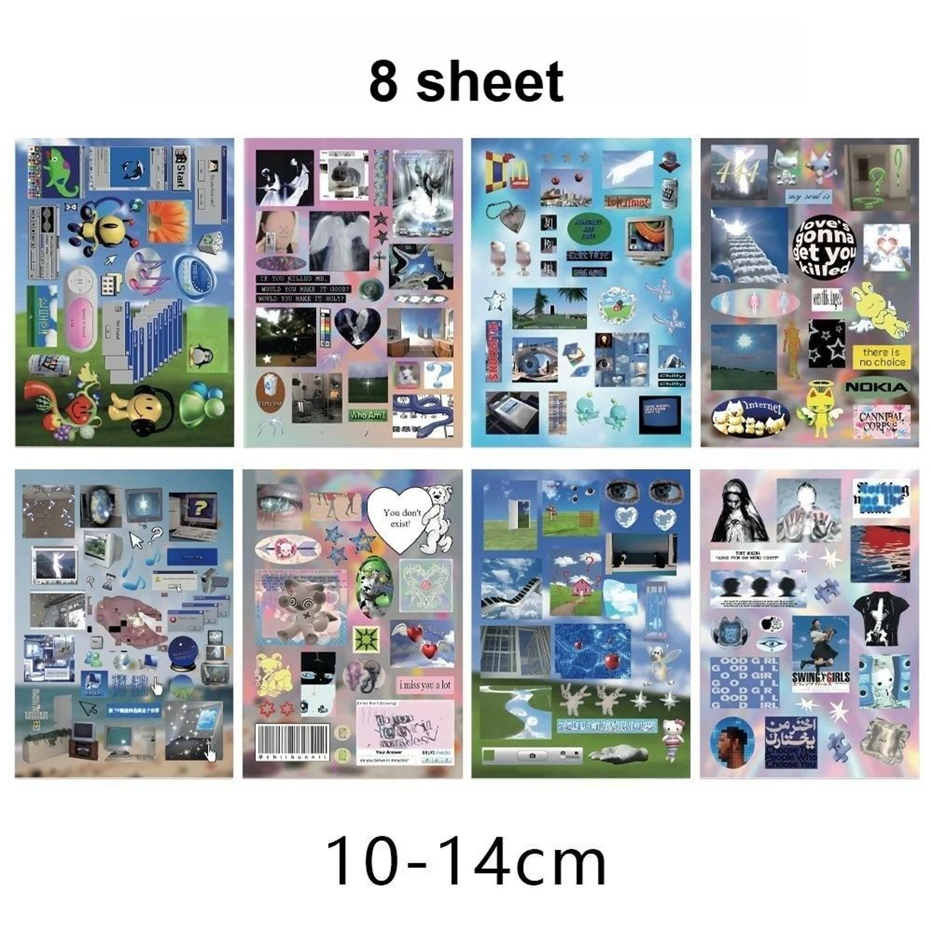 8 Sheet Retro Dreamcore Y2K Die Cut Sticker Pack for Junk Journals Scrapbooks and DIY Collage Crafts – view 7
