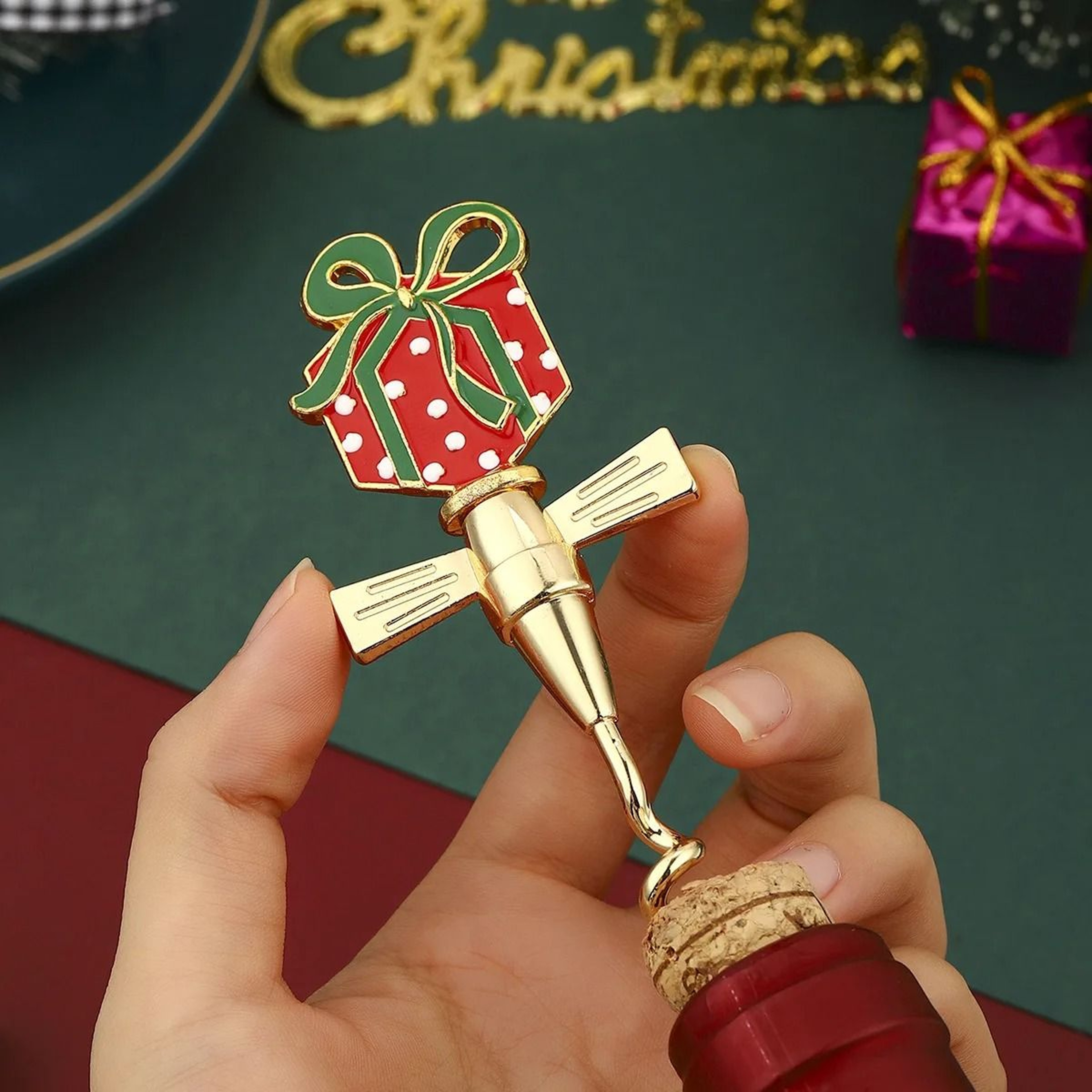 Christmas Bear  Puppy Wine Bottle Opener Decorative Holiday Corkscrew Gift 1