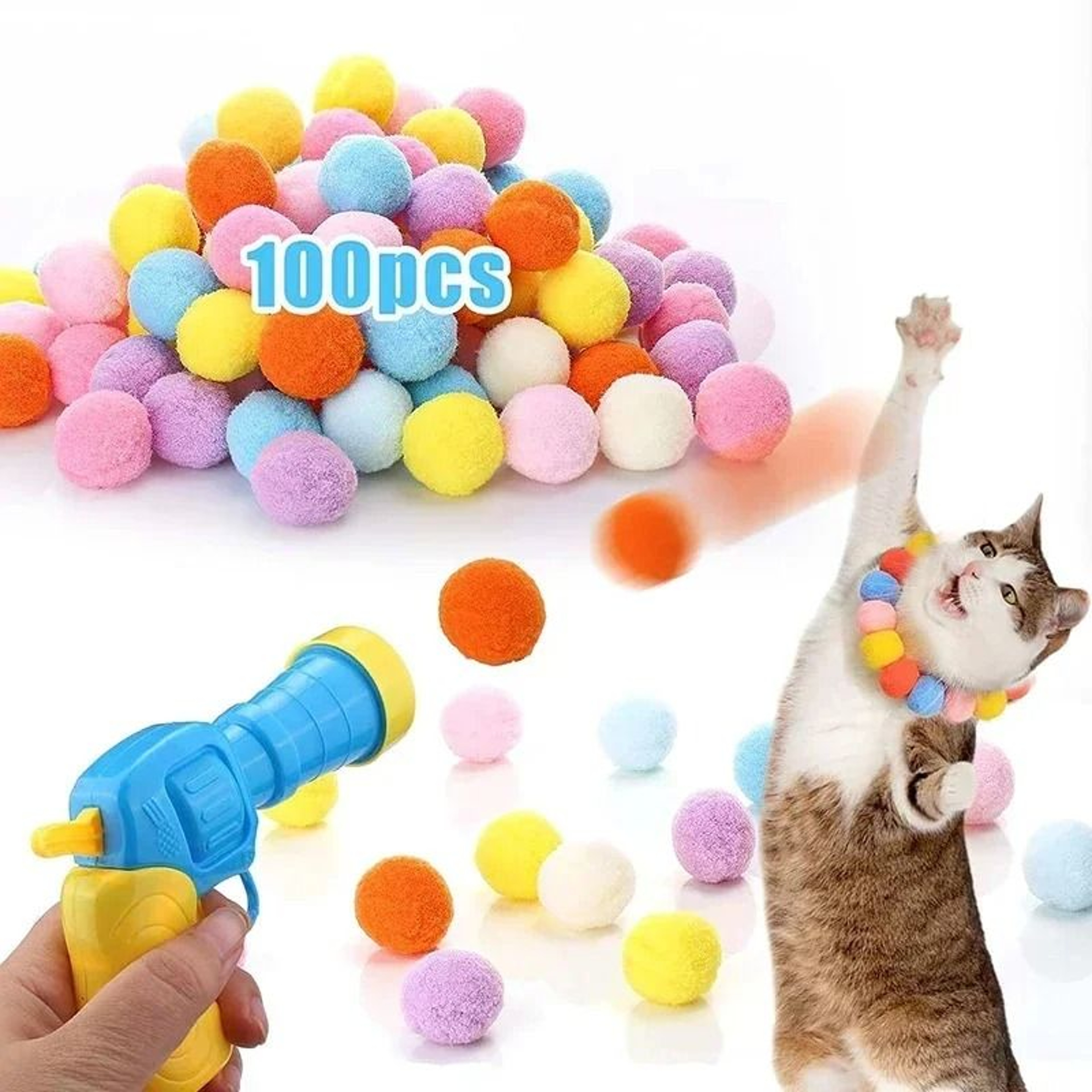 Interactive Cat Ball Launcher Toy With Plush Balls For Indoor Play 0