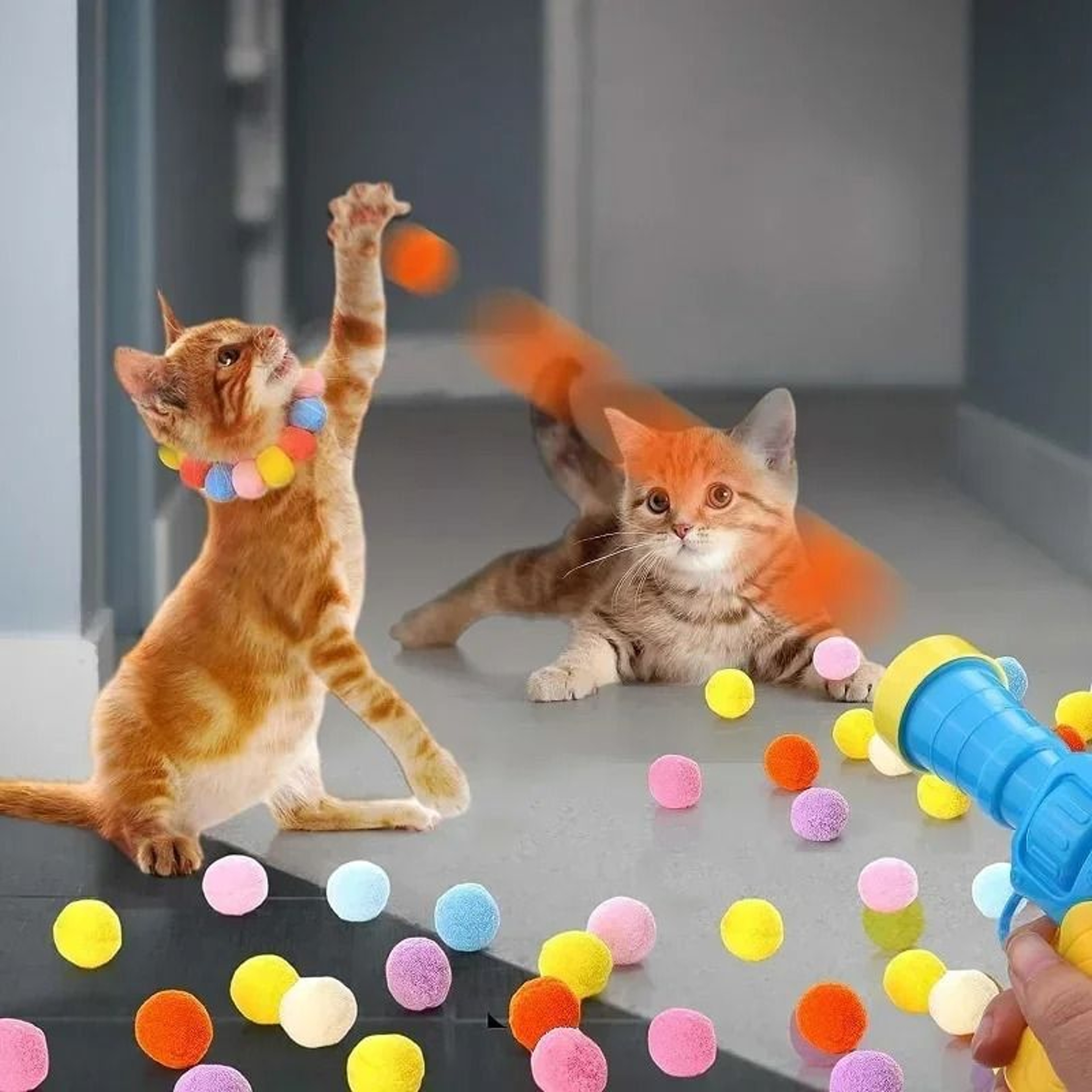 Interactive Cat Ball Launcher Toy With Plush Balls For Indoor Play 1