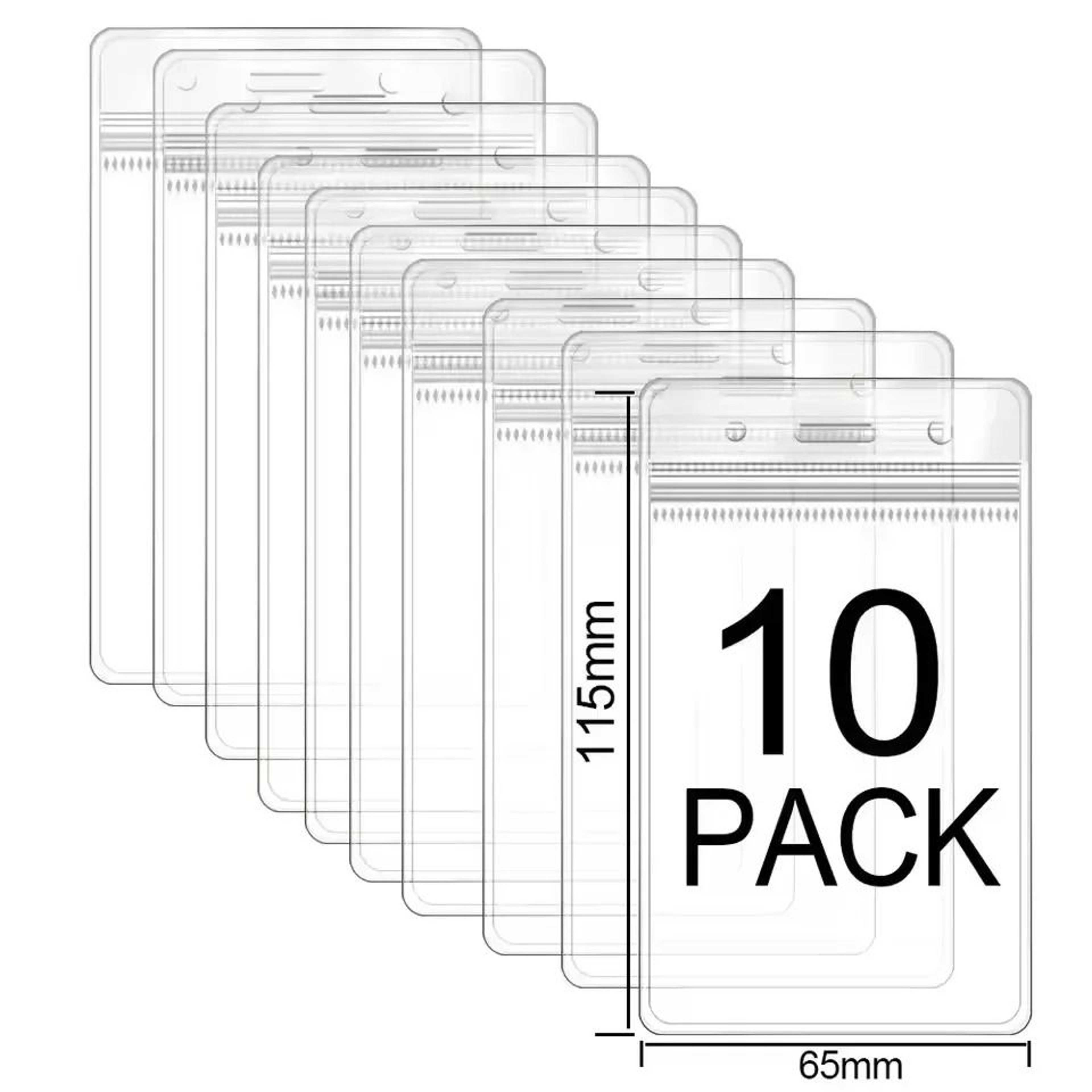 Waterproof Vertical ID Badge Holder With Resealable Zip Clear Name Tag Protectors 10 20 Or 50 Pack 6