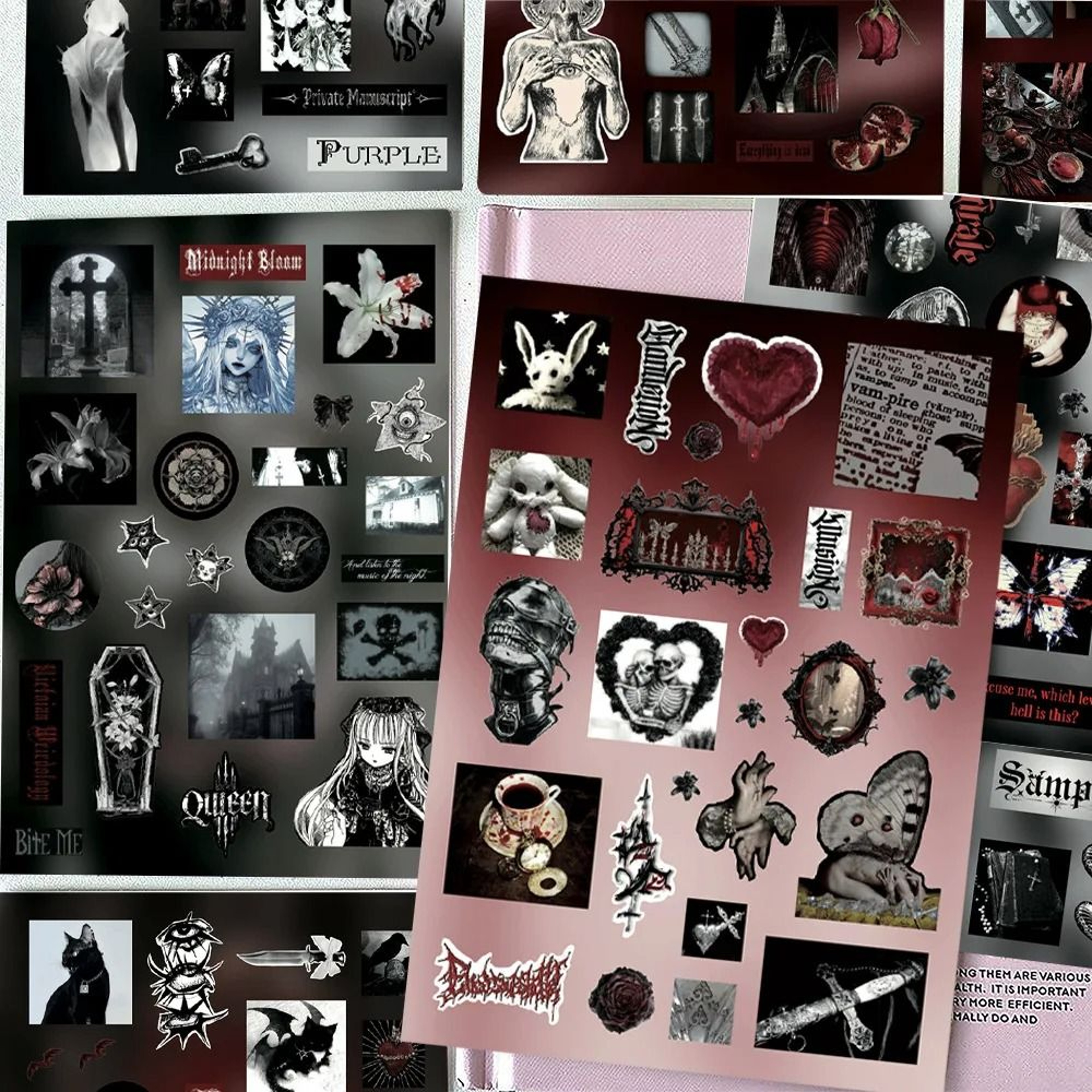 8 Sheet Gothic Raven Feather Die Cut Sticker Pack For Junk Journals Scrapbooks And DIY Crafts 1