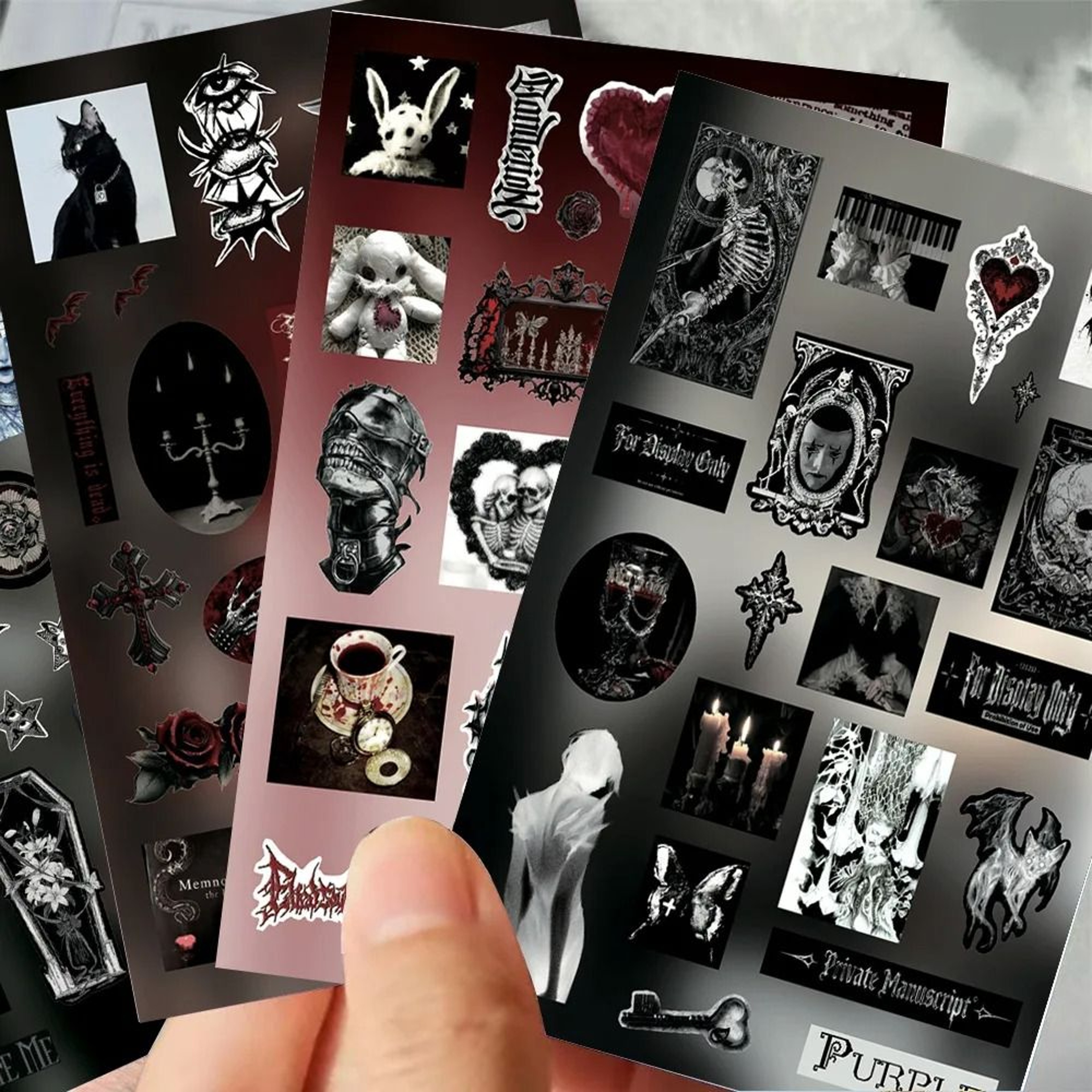 8 Sheet Gothic Raven Feather Die Cut Sticker Pack For Junk Journals Scrapbooks And DIY Crafts 2