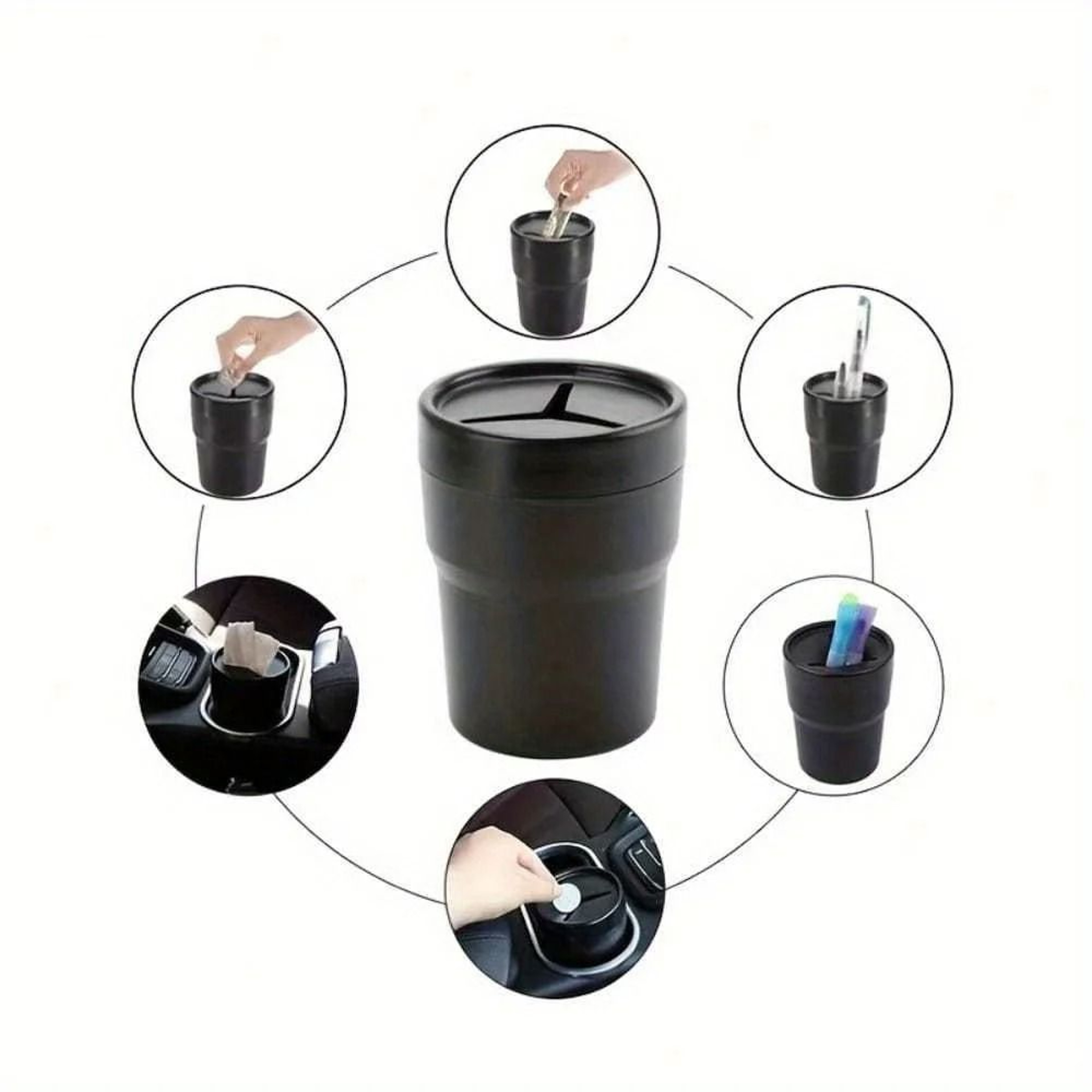 Mini Car Trash Can With Lid Multifunction Seat Back Storage Organizer Bin 2
