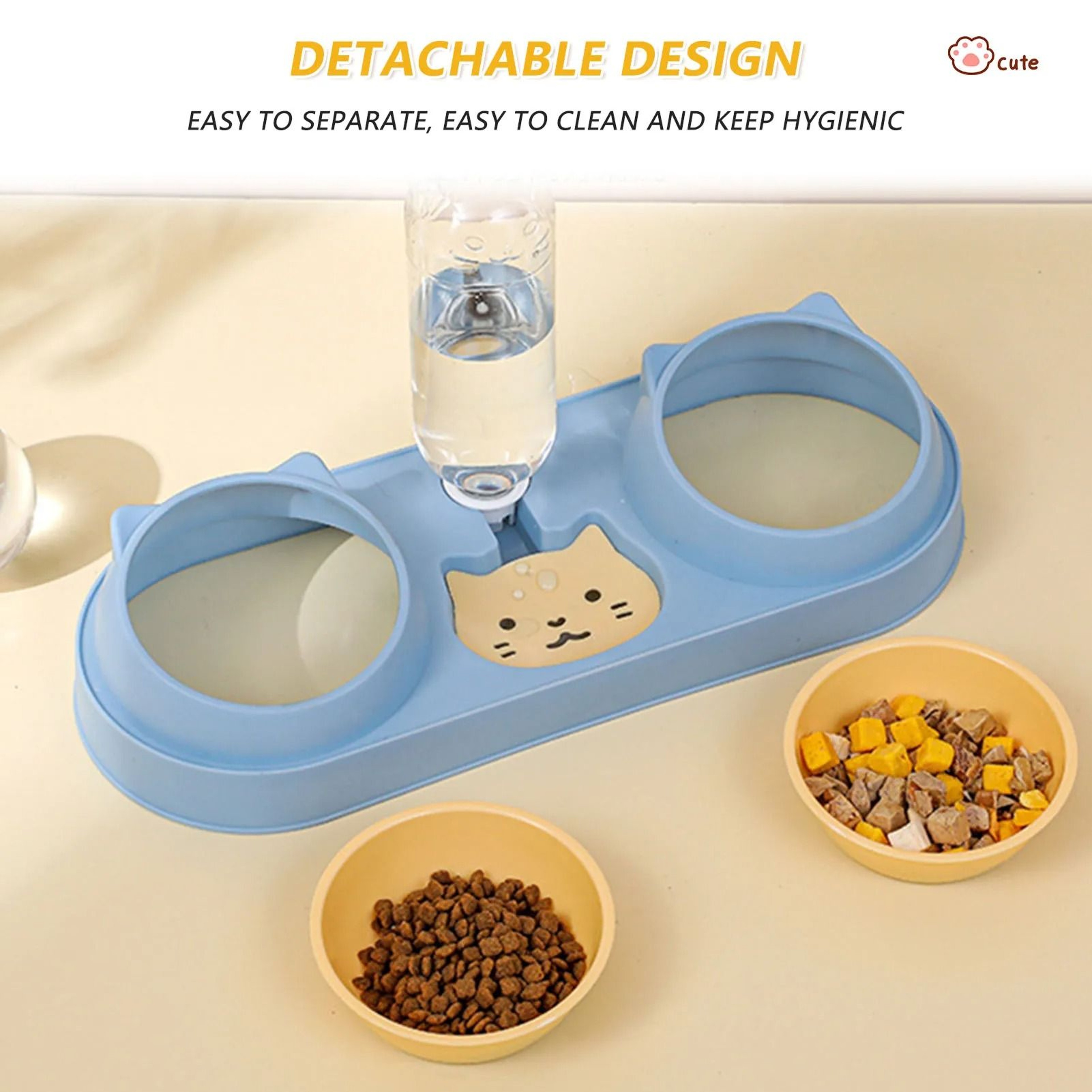 3 In 1 Elevated Pet Feeding Station With Automatic Water Dispenser Double Food Bowls For Cats  Smal 4