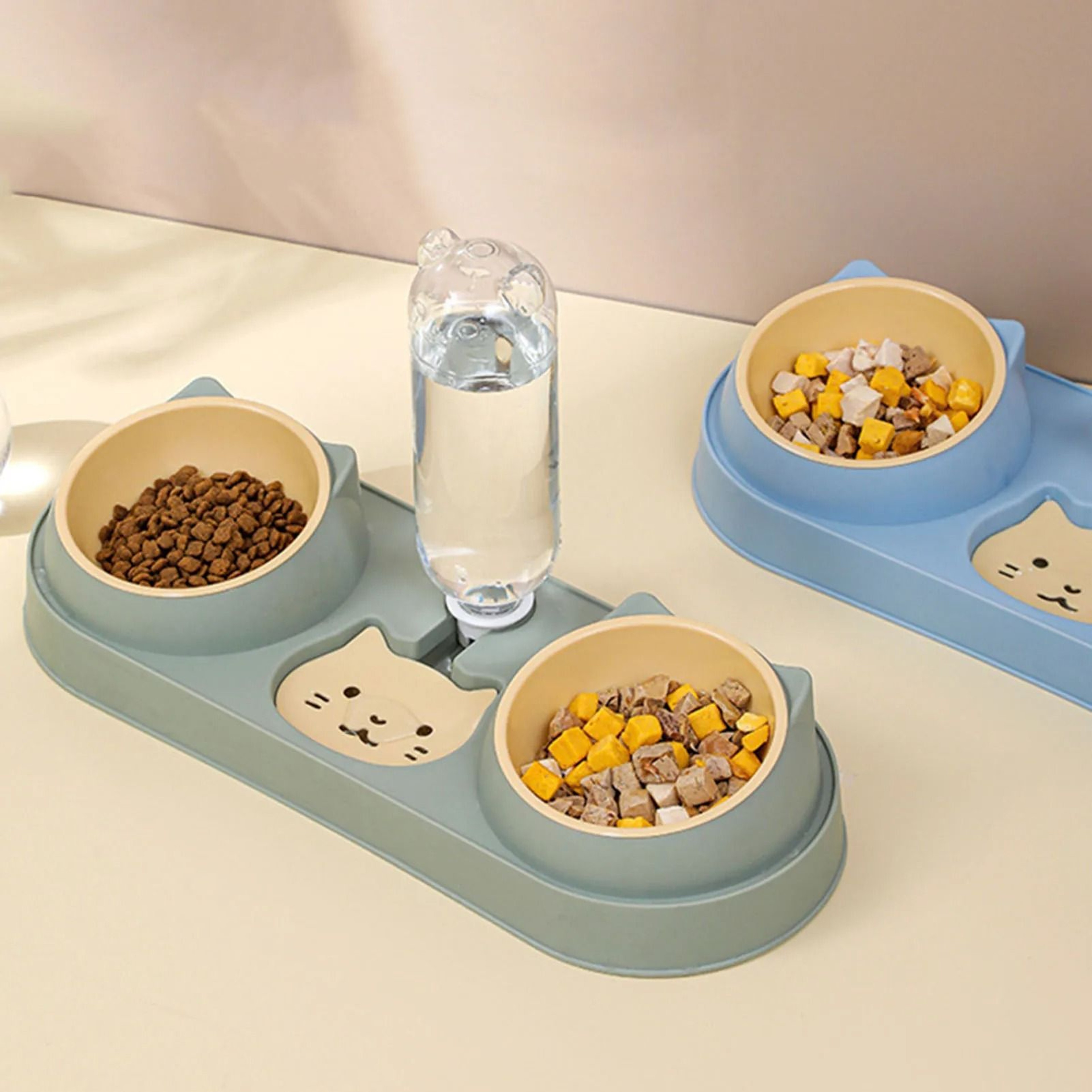 3 In 1 Elevated Pet Feeding Station With Automatic Water Dispenser Double Food Bowls For Cats  Smal 5