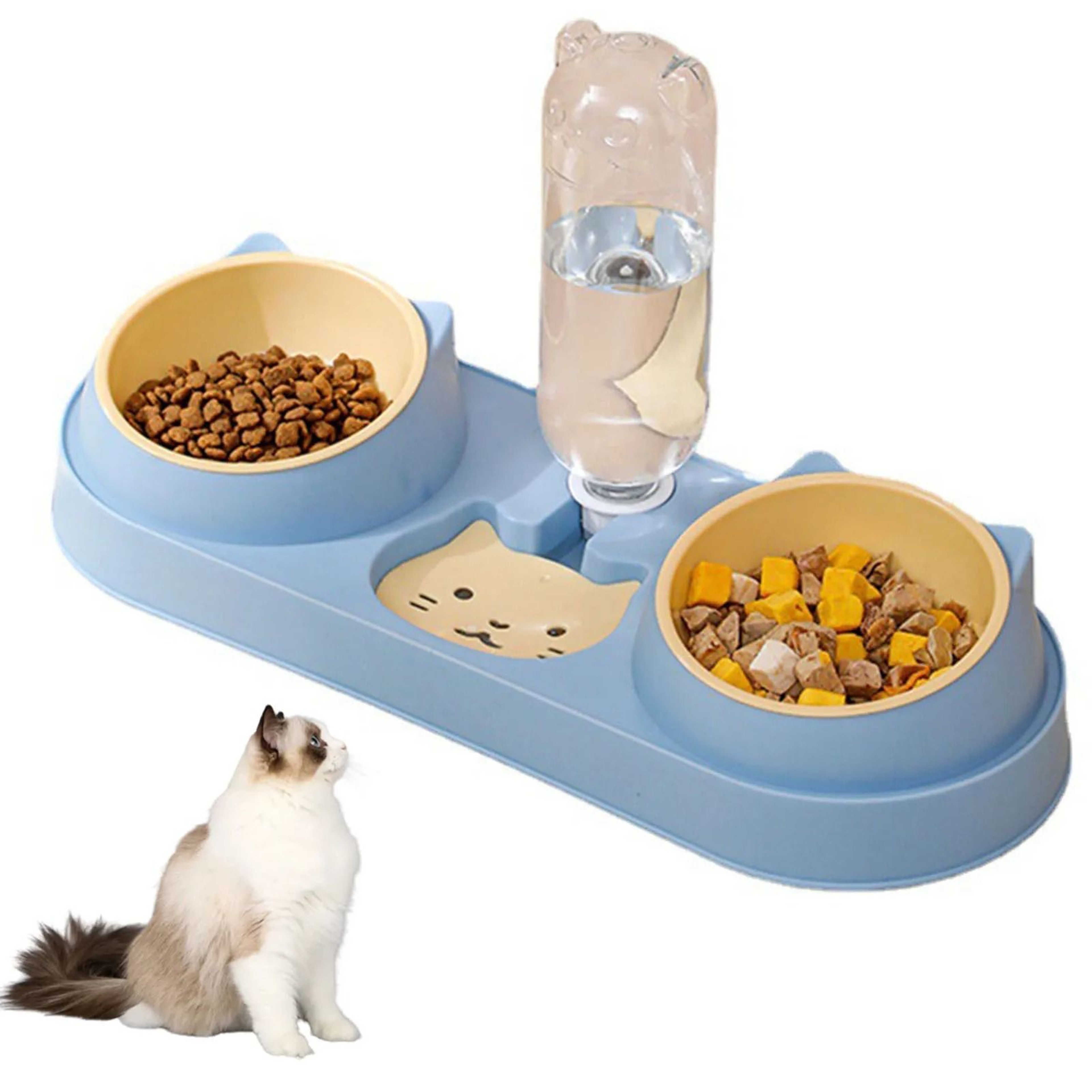 3 In 1 Elevated Pet Feeding Station With Automatic Water Dispenser Double Food Bowls For Cats  Smal 6