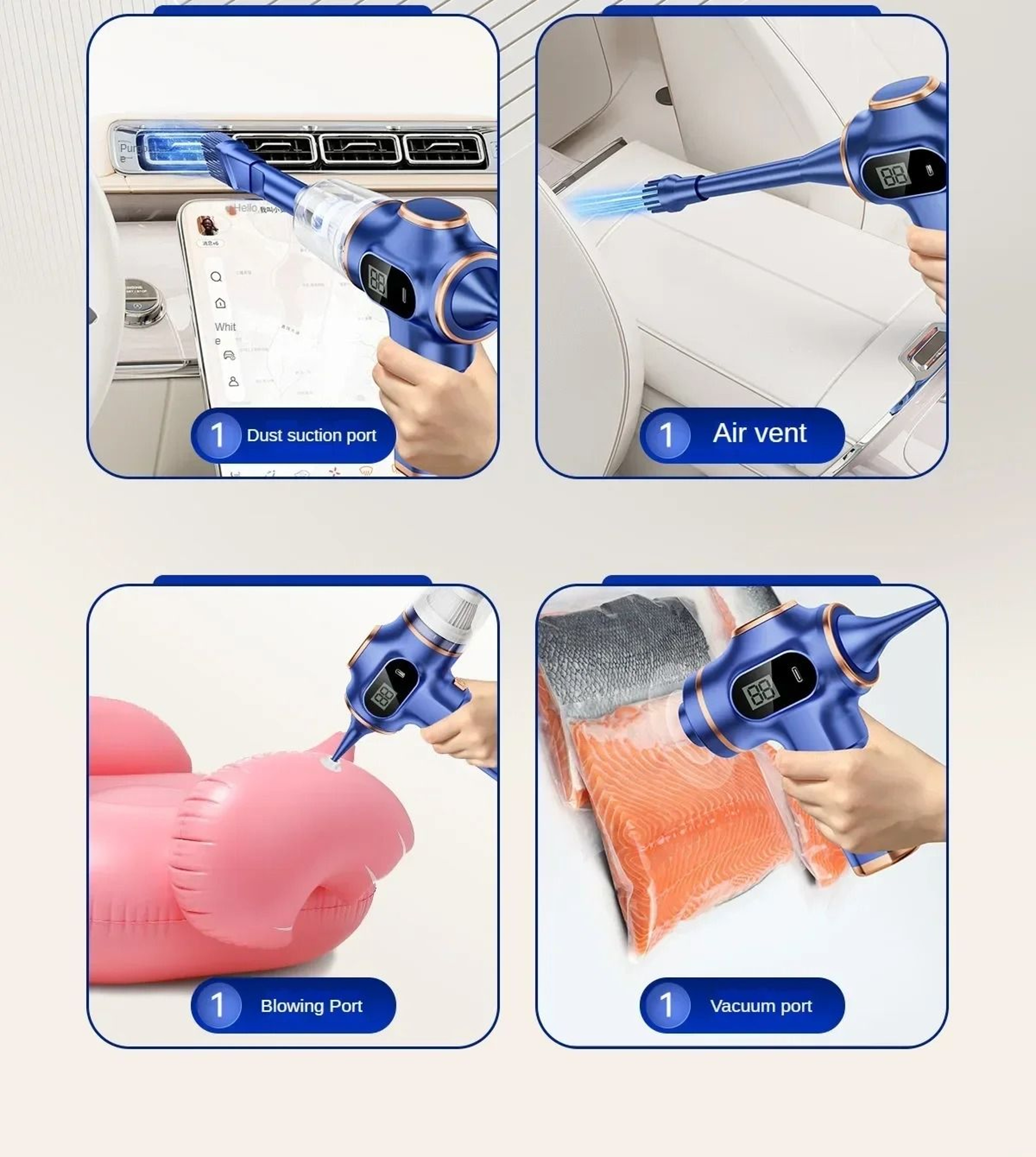 5 In 1 Cordless Handheld Car Vacuum Cleaner With Air Blower For Car Home  Office 5